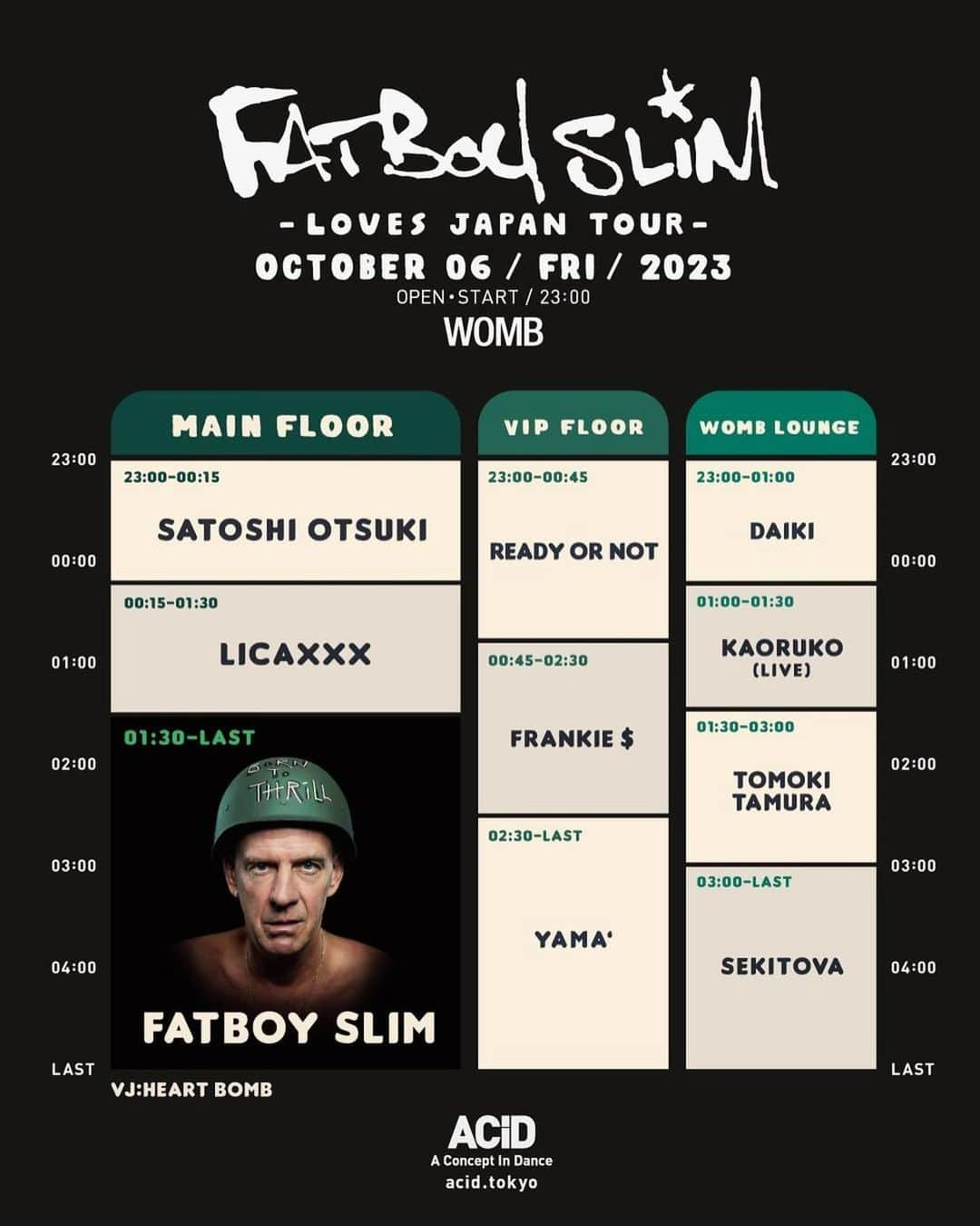 Licaxxxのインスタグラム：「当日券だけでるみたい！今日は90-現行ブレイクスかます🔥  #Repost @acid_ofc ・・・ Timetable for @womb_tokyo   FATBOY SLIM (3 Hour Set!)  FATBOY SLIM LOVES JAPAN TOUR 10月6日（金）at WOMB TOKYO」