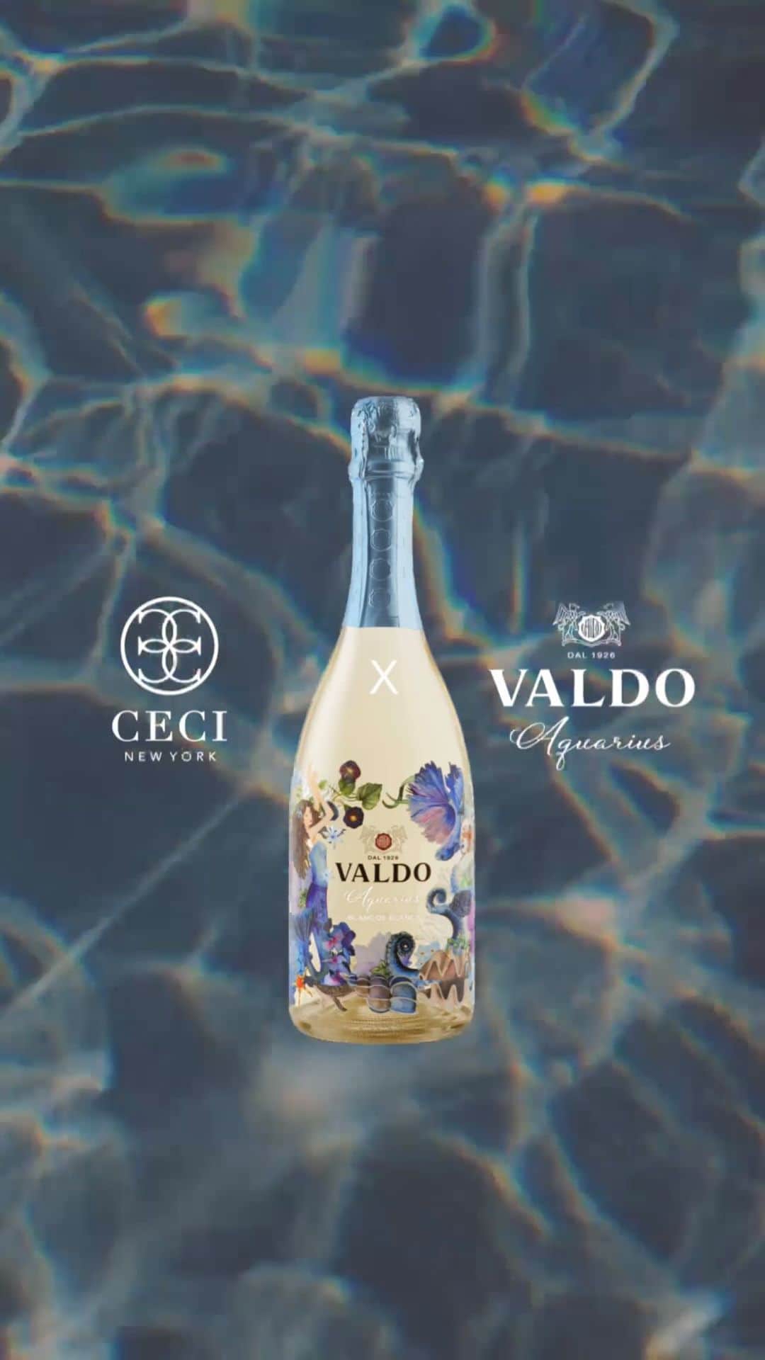Ceci Johnsonのインスタグラム：「CECI X VALDO | Raise your glass to a sparkling new chapter! Another @cecinewyork for @valdo_spumanti Special Edition Sparkling Wine bottle has just been released in Milan.   Introducing Aquarius, a new Blanc de Blancs hand painted by none other than our very own @cecijohnson, the founder of Ceci New York.  Dive into a world where artistry and wine unite. Inspired by the mysterious and sensational water world, Ceci’s brushstrokes and creativity grace every bottle of Aquarius.  Stay tuned for more coverage of the launch coming from Milano in the next few days! Cheers!!  #CecixValdo  #cecinewyork #shopceci #watercolor #illustrationartist #valdo #blancdeblancs  #sparklingwine」