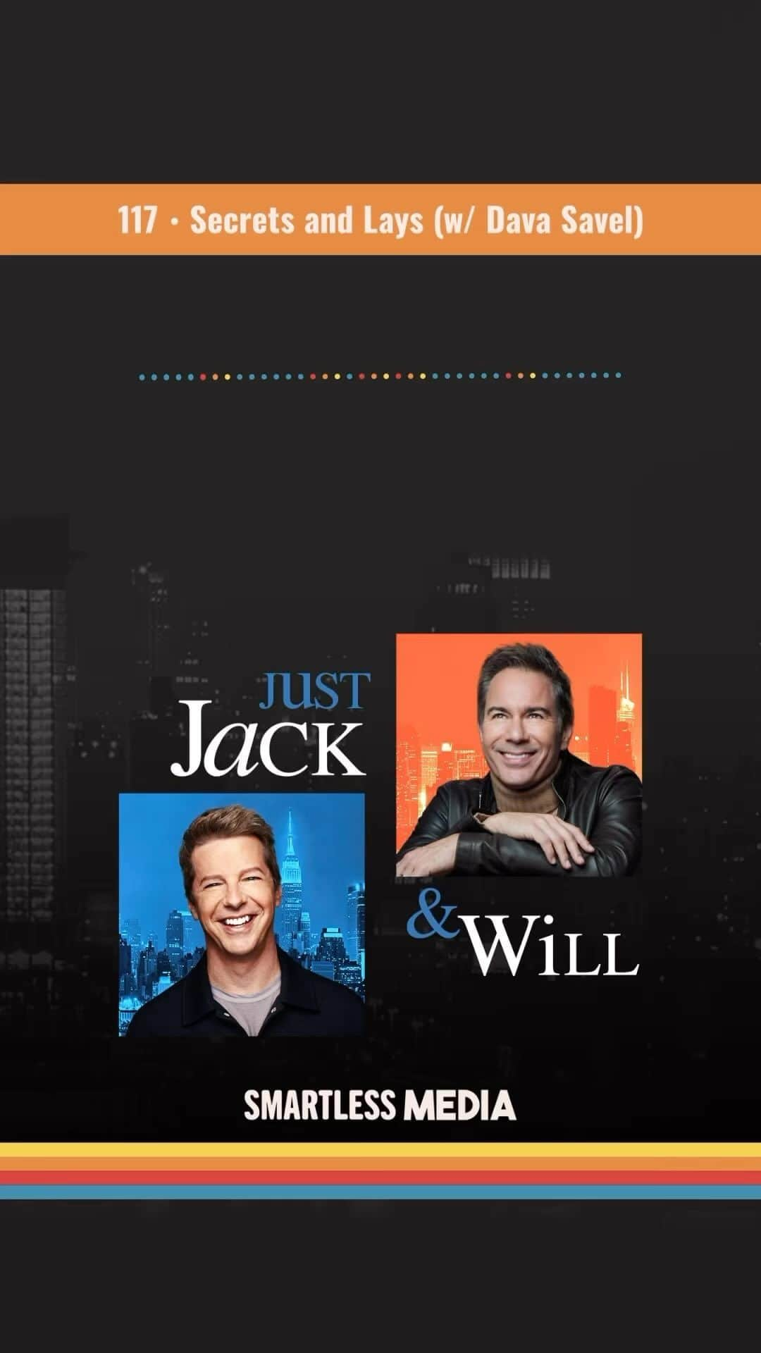 ショーン・ヘイズのインスタグラム：「Heat up your leftovers and join us on an all-new “Just Jack & Will”. Eric McCormack and I welcome episode writer, Dava Savel.    To LISTEN, click link in bio.   #SmartLessMedia #JustJackAndWill #SeanHayes #EricMcCormack #DavaSavel #WillAndGrace #WonderyMedia #AmazonMusic」