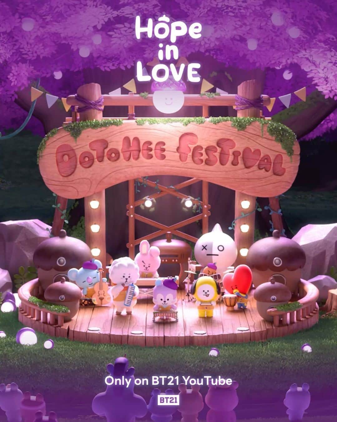 BT21 Stars of tomorrow, UNIVERSTAR!のインスタグラム：「“My hope has always been...✨ “ . . . Check out what BT21 has dreamed of.   👉🏻<Hope in Love> starring BT21 💜 October 18, coming soon!  #BT21 #dream #hope #comingsoon #HopeInLove #DotoheeVillage」