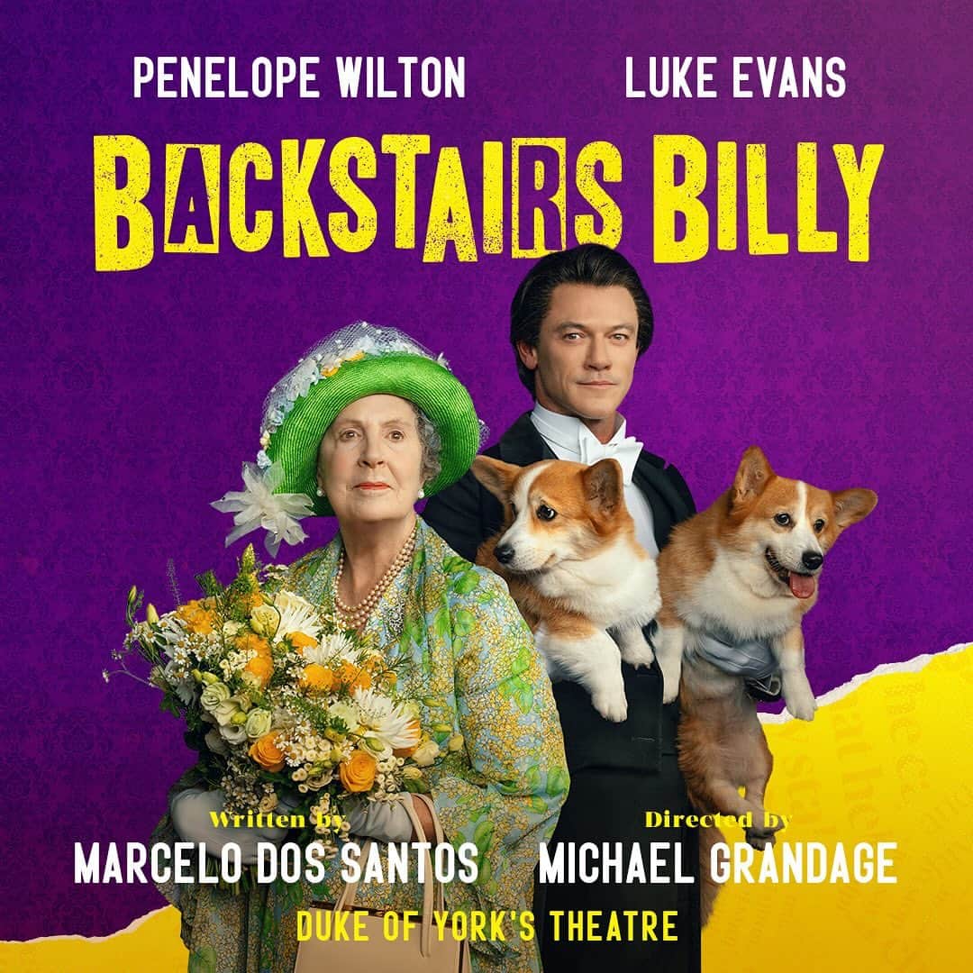 ルーク・エヴァンズのインスタグラム：「Brightening up your Friday with BRAND NEW artwork for #BackstairsBillyPlay!   Opening 27 October @dukeofyorksldn   🐾 backstairsbilly.com 🐾」