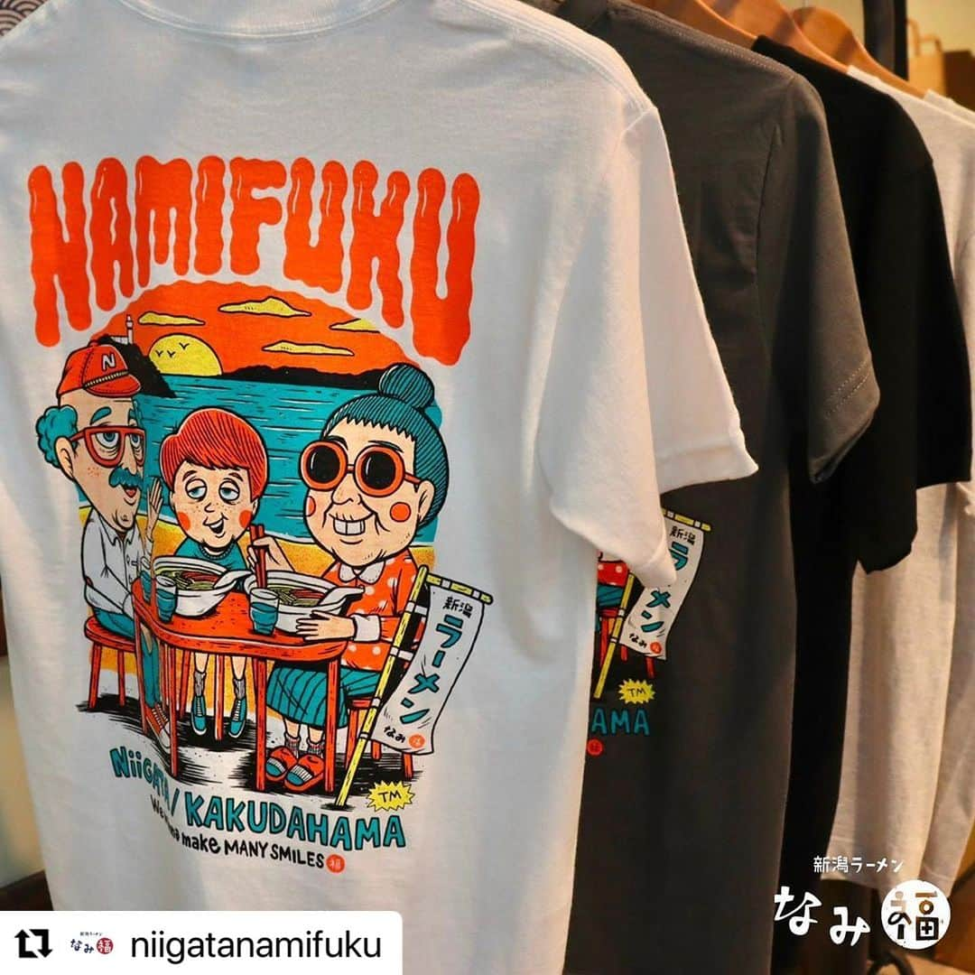 難波章浩さんのインスタグラム写真 - (難波章浩Instagram)「#Repost @niigatanamifuku  ・・・ TM paintさんデザインのNAMIFUKU Tシャツ！なみ福オンラインショップでも販売開始しました😊(※現在10/30以降の発送開始予定となります！)  その他完売していた商品も再入荷しております🙌🏻ぜひ、オンラインショップをご覧ください！  namifuku.jp  @tmpaint  #なみ福 #TMpaint #新潟ラーメンなみ福」10月6日 18時55分 - akihironamba