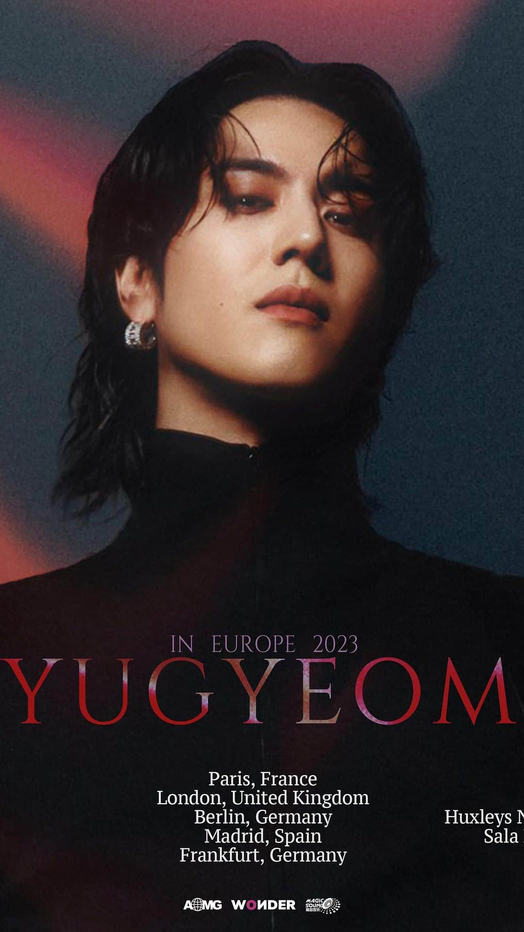 ユギョム のインスタグラム：「[유겸 (YUGYEOM)]🙏🙏🐥 YUGYEOM IN EUROPE 2023  The moment u waited for! Tix open now at TIX.TO/YUGYEOMEUROPE2023  <Tour Dates> Nov 1st: Paris, Bataclan Nov 2nd: London, Troxy Nov 4th: Berlin, Huxleys Neue Welt Nov 7th: Madrid, Sala Black Box Nov 10th: Frankfurt, ZOOM  @yugyeom #유겸 #YUGYEOM #AOMG」