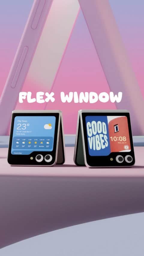 Samsung Mobileのインスタグラム：「Curious about the Flex Window? Turn around, it's all right here. It's open to everyone. #GalaxyZFlip5  Learn more: samsung.com」