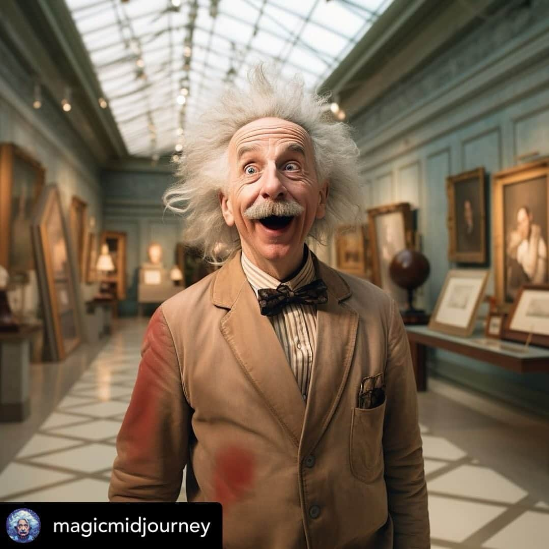 アルベルト・アインシュタインのインスタグラム：「Fan art Friday! Tag @alberteinstein and your art may be chosen next week! Posted @withregram • @magicmidjourney」