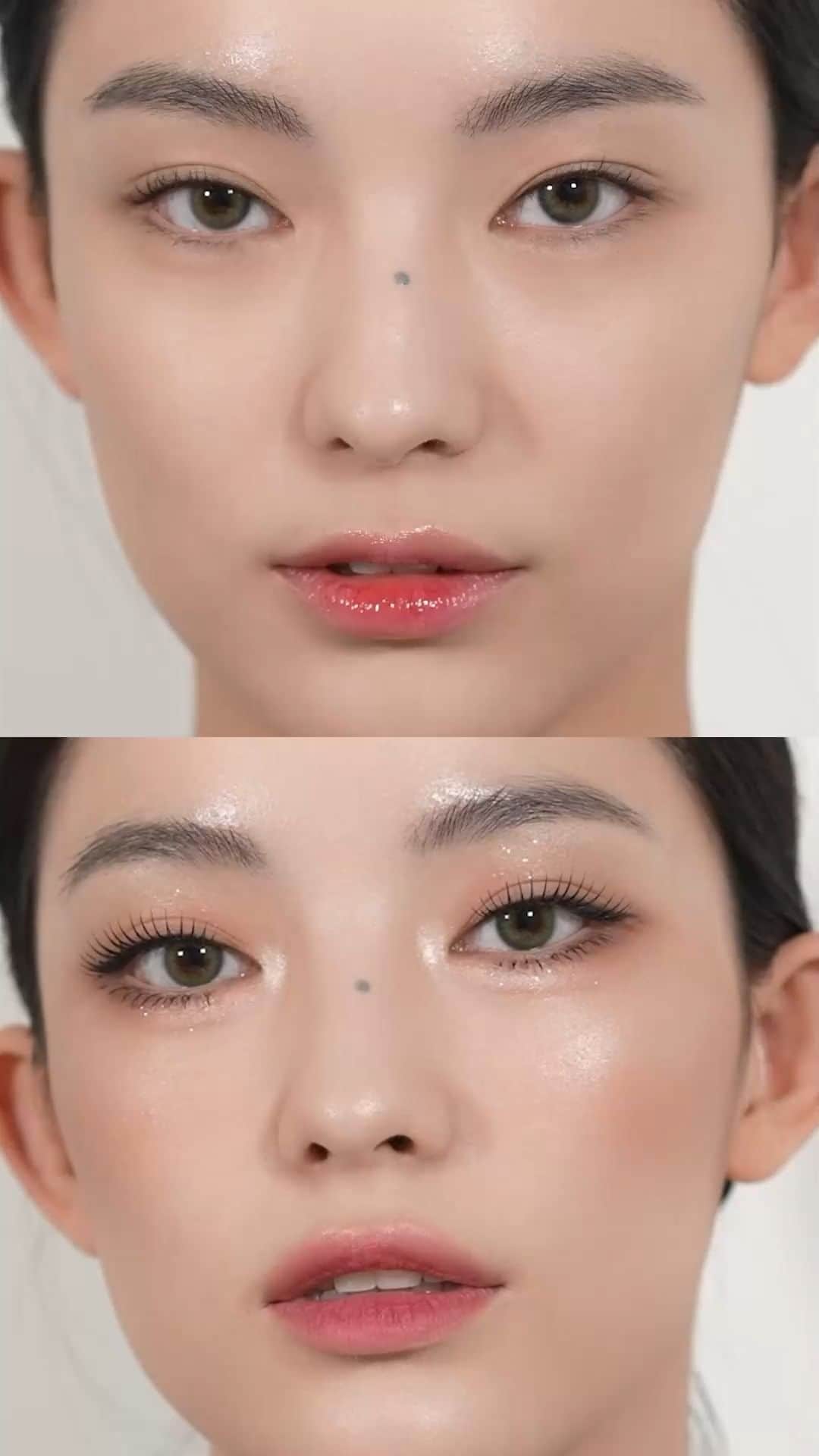 のインスタグラム：「3CE 페이스 하이라이터를 눈 앞머리, 콧끝 등에 톡톡 칠해주면 아이돌 메이크업 완성✨ 📺 전체 튜토리얼은 3CE스타일난다 유튜브 채널을 확인하세요.  Apply the 3CE FACE HIGHLIGHTER on the inner corners of the eyes and tip of your nose to complete the K-pop idol look!✨ 📺 Watch the full tutorial on 3CE STYLENANDA YouTube channel.  #3CE #3CESTYLENANDA #3CE스타일난다 #3CEFACEHIGHLIGHTER #3CE페이스하이라이터」