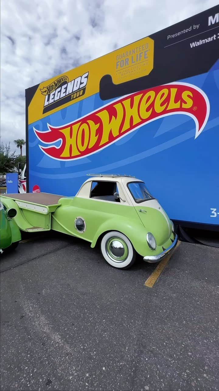 Hot Wheelsのインスタグラム：「Cruising into the Hot Wheels Legends Tour semi-finals is the Isetta dream team: ‘Big Dill’ and ‘The Pickle Jar’ 🥒 Congratulations @mikeybrown1957!   Under the hood, ‘Big Dill’ packs a punch with a custom-built 1.2-liter V-twin motorcycle engine sourced from Harley-Davidson, replacing the original single-cylinder engine. 🔧 And ‘The Pickle Jar’? Well, it’s not your typical flatbed hauler featuring Model A fenders that add flair to the rear, while the front gets a character look with Volkswagen Beetle fenders and lights. 🚚✨  Do you think Mikey’s builds have what it takes to bring home the ultimate prize? Let us know!  #HotWheelsLegends」