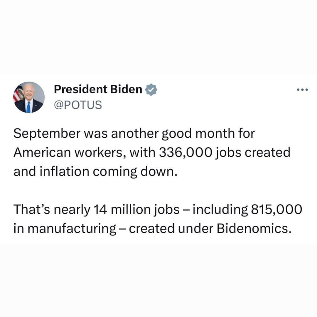 ヒラリー・クリントンのインスタグラム：「Bidenomics is good for workers, it's good for the middle class, and it's good for America.」