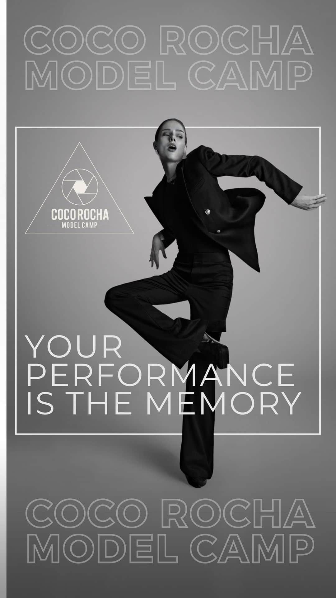 ココ・ロシャのインスタグラム：「As @cocorocha always says, a models job is to make people feel something, and that starts with the people in the room during a photoshoot. Your energy and and how you perform is everything. Are you ready to learn how to captivate the whole room every time you step on set? If so, apply to Coco Rocha Model Camp today.」
