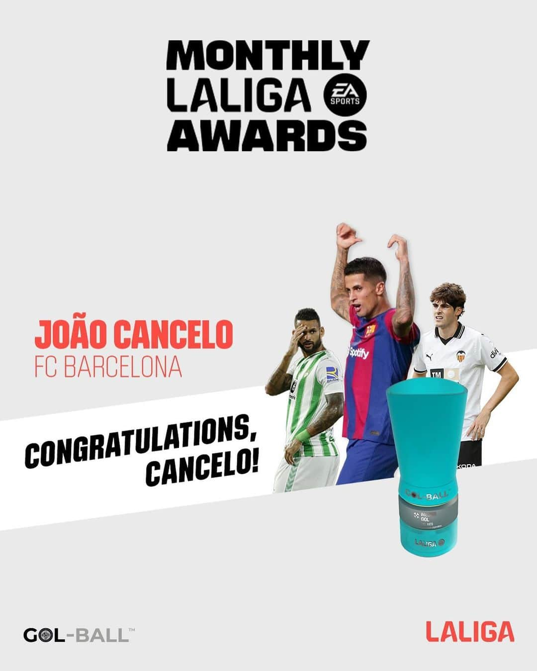 ジョアン・カンセロのインスタグラム：「On loop... 👀🔄  🔝⚽ João Cancelo takes home #LALIGAEASPORTS 𝐆𝐎𝐀𝐋 𝐎𝐅 𝐓𝐇𝐄 𝐌𝐎𝐍𝐓𝐇 for September!  ✍ @golball  #LALIGAGOALOFTHEMONTH #PREMIOSLALIGA」