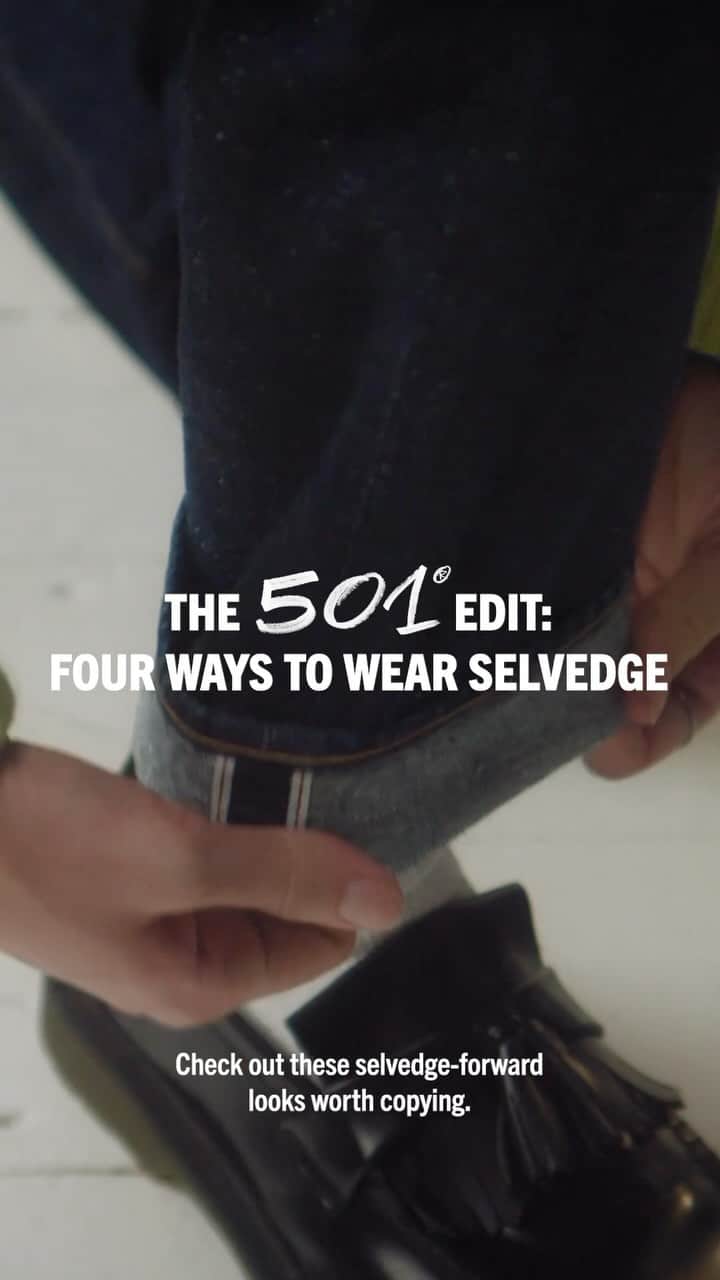 Levi’sのインスタグラム：「This season, we’re honing in on the 501® hem. From a crisp, preppy cuff to a relaxed, Gorpcore-inspired vibe, it’s all about making selvedge the star. Click the link in bio to grab the looks.」