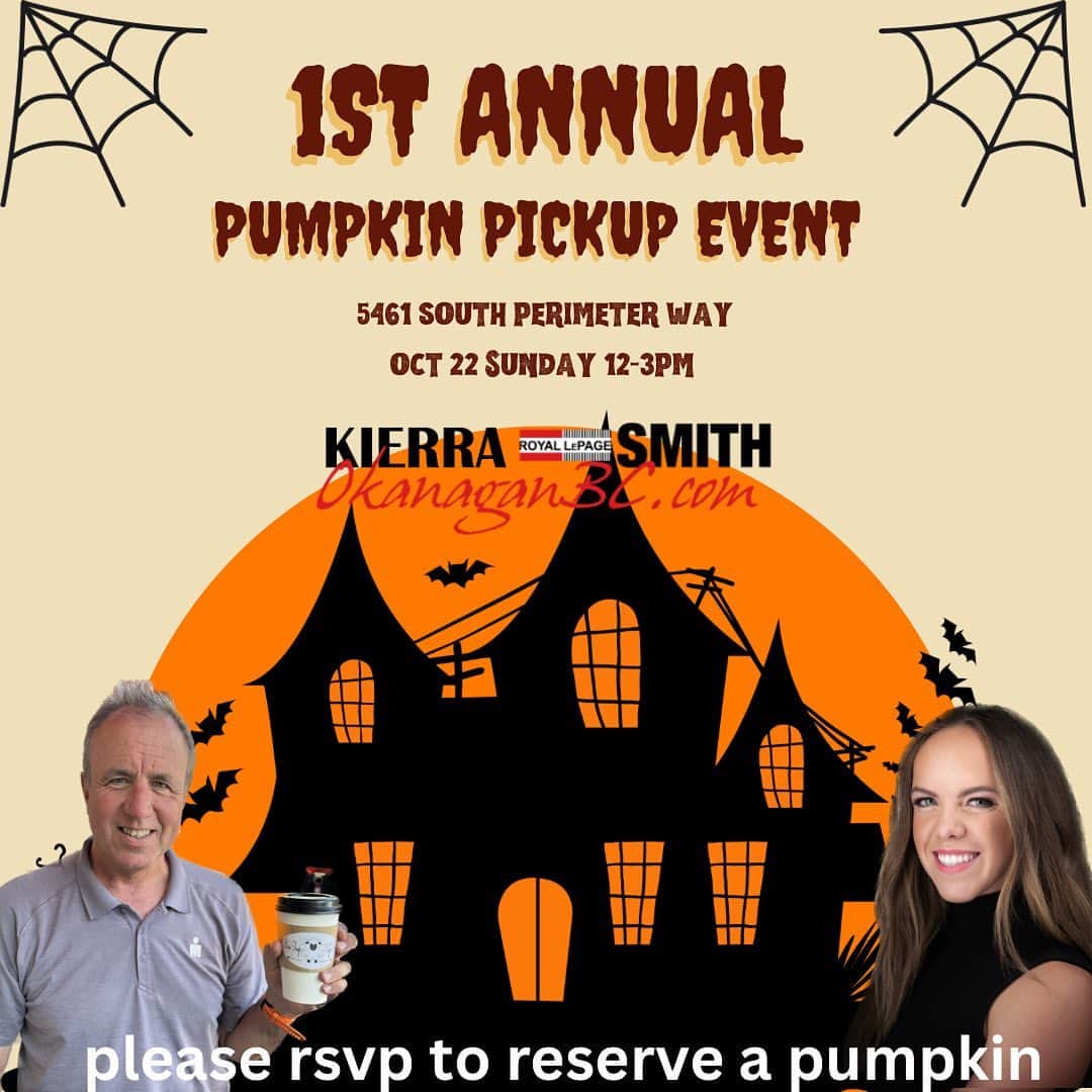 キエラ・スミスのインスタグラム：「Link in bio!!!!  WELCOME to @andy_smith_realtor and I’s 1st Annual Pumpkin Pickup Event.   Come for your jack-o-lantern pumpkin and stay for music, beverages, and games!!!   Sunday Oct 22 12-3pm  5461 South Perimeter Way  Please RSVP through the link in my bio to reserve your pumpkin!! 🎃👻」