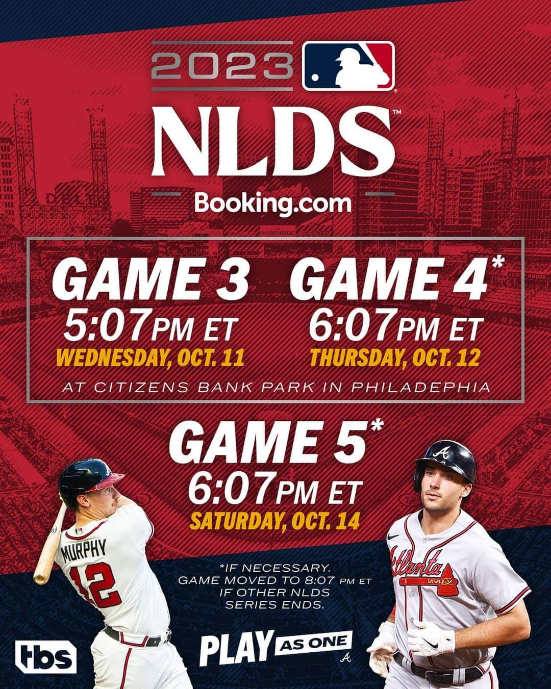 アトランタ・ブレーブスのインスタグラム：「Remaining game times for the NLDS released」