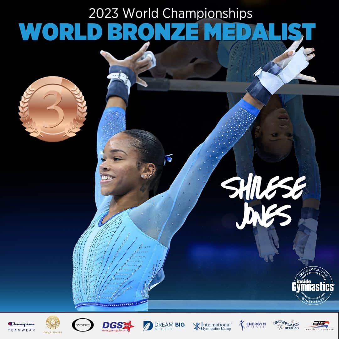 Inside Gymnasticsさんのインスタグラム写真 - (Inside GymnasticsInstagram)「Your 2023 World All-Around Medalists!  🥇Simone Biles grabs her sixth All-Around title! 🇺🇸 🥈Rebeca Andrade wins the silver! 🇧🇷 🥉Shilese Jones is going home with the bronze! 🇺🇸  #antwerp2023 #ARTWorlds2023」10月7日 4時50分 - insidegym