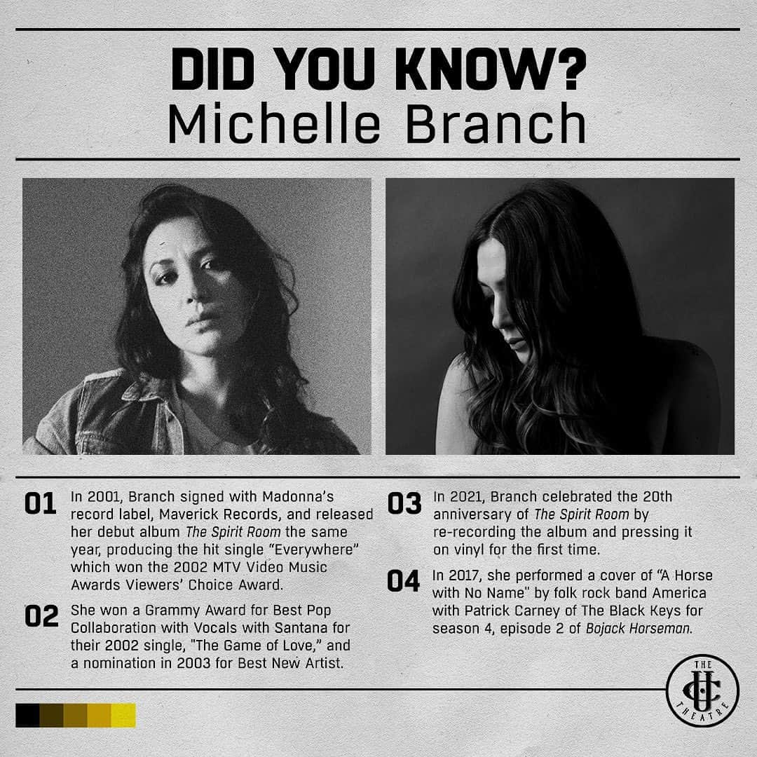 ミシェル・ブランチさんのインスタグラム写真 - (ミシェル・ブランチInstagram)「TICKET GIVEAWAY - 🖤 Michelle Branch 10/14 🖤  At her core, Michelle Branch (@michellebranch) is a lover who creates romantic music. Love manifests in countless forms, so let the queen of hearts take you on an unforgettable journey on Oct. 14th in Berkeley, CA❤️‍🔥  We’re gracing a lucky fan with a PAIR of tickets to see the icon herself! To enter & details ➡️ 💟 Like this post 💟 Comment your favorite Michelle Branch song + tag a friend 💟 Contest ends next Wednesday, Oct. 11th 💟 The winner will be DM’d with more details  GOODLUCK 💞  🎟️: Want to secure your ticket? Head over to our link in bio 🔗」10月7日 6時16分 - michellebranch