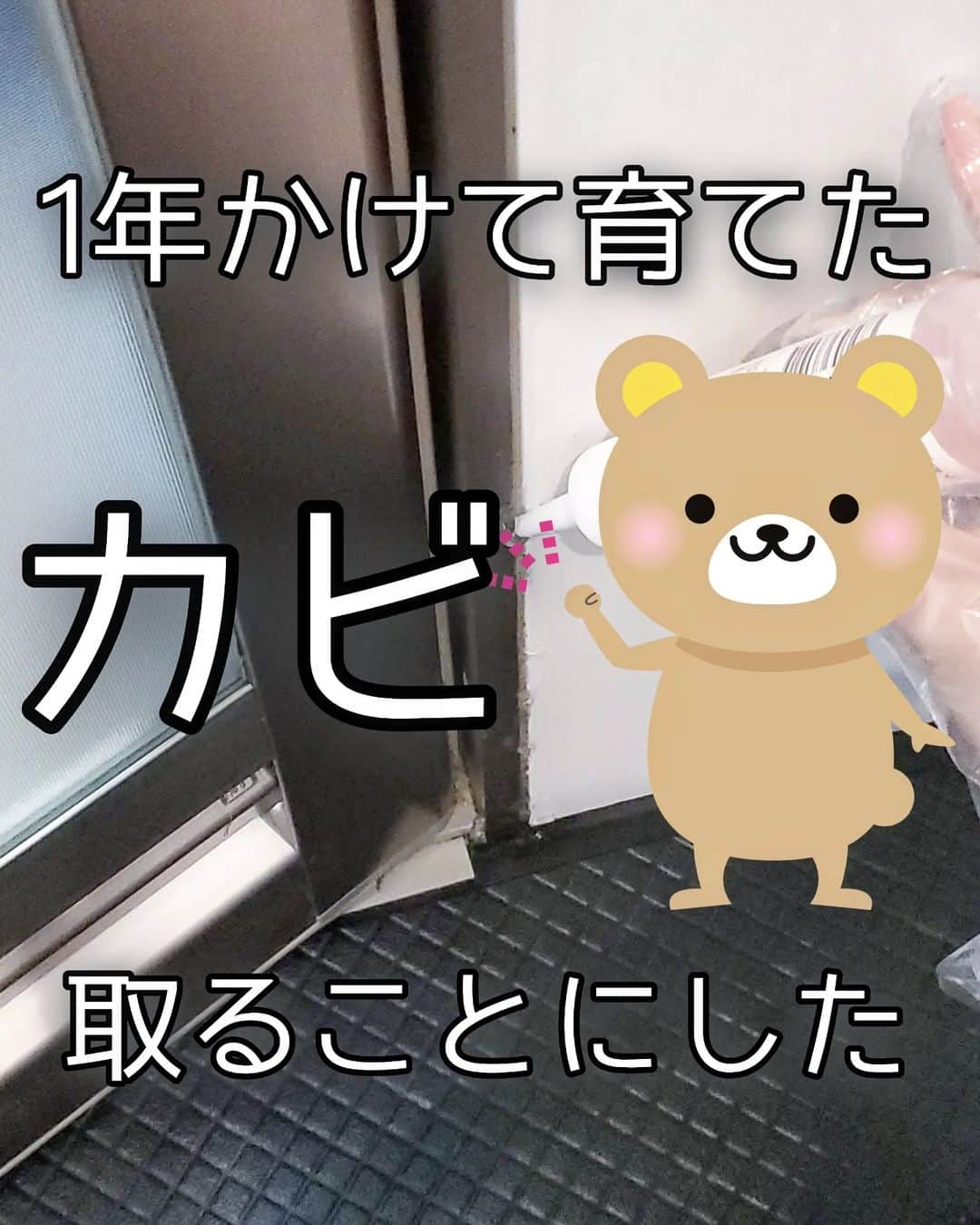 koyukkuma 一条工務店のインスタグラム：「🧸🧸1年育てたカビとりました🧸🧸  年末近付いたら119使って 1年かけて育ったカビをとる… ってのが恒例行事化してる✨  (今回はPRでも何でもないよ) 119を家に常備してるから、もしカビが 生えてしまってもちゃんと取れるって 分かってるから心配なし！  何が嬉しいって塗ってほっとくだけなんよ👌 ラクしてキレイが最高!!  それにしても… 最近涼しくなってきて、大掃除を少しずつ始めてて 今年ももう終わりやなぁってなってる 笑  気が早いか🤦‍♀️  #一条工務店#アイスマート#マイホーム#お風呂#お風呂掃除#風呂掃除#カビ取り#掃除#大掃除#掃除記録  #くまさんの年末大掃除2023」