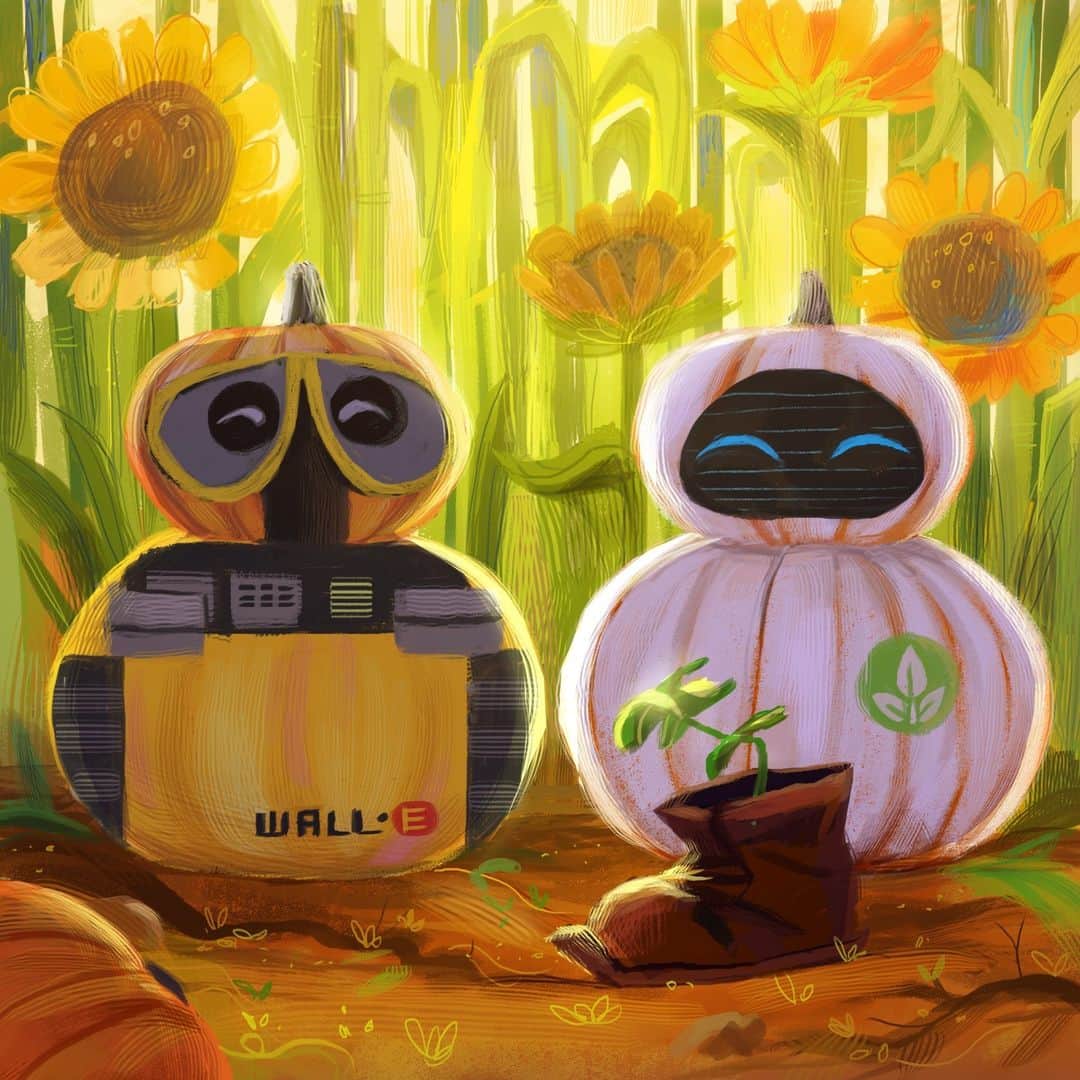 Disney Pixarさんのインスタグラム写真 - (Disney PixarInstagram)「WALL•E and EVE are looking gourd-geous! 🎃」10月8日 1時30分 - pixar