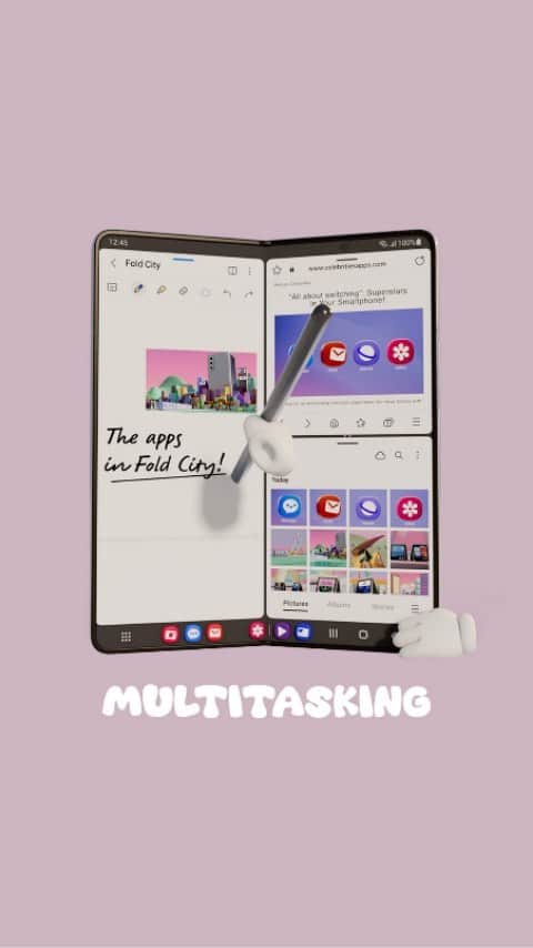Samsung Mobileのインスタグラム：「Curious about multitasking? Turn around, it's all right here. It's open to everyone. #GalaxyZFold5  Learn more: samsung.com」