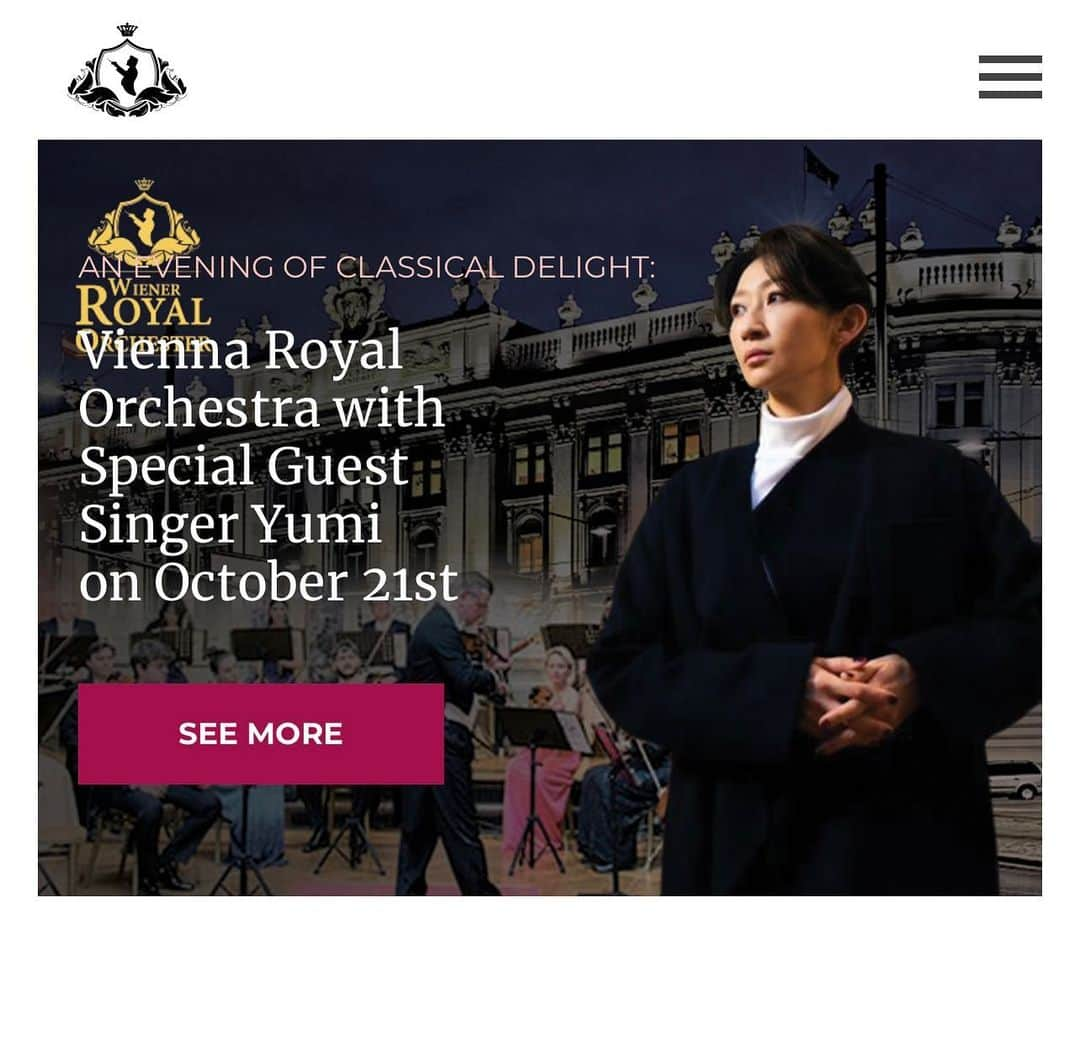 未涼亜希のインスタグラム：「10月21日に出演させていただくコンサートの告知がWiener Royal Orchestra のホームページに掲載されました！！  めちゃくちゃ素敵にしてくださって✨  これ見て急に緊張してきた💦  来ていただける方は、ロイヤルオーケストラのHPからの申し込みになります🍀  https://royal-classic.at/  皆さまに楽しんでいただけるように精一杯頑張ります！！ ・ ・ ・ #オーストリア #ウィーン #ヨーロッパ #コンサート #WienerRoyalOrchestra #ウィーンロイヤルオーケストラ #HausderIndustrie #楽しみ #だけど #緊張してきた 😂 #皆さまのお越しを #心より #お待ちしています #頑張る #💪🏻✨ #yumi #yumiwien #未涼亜希」