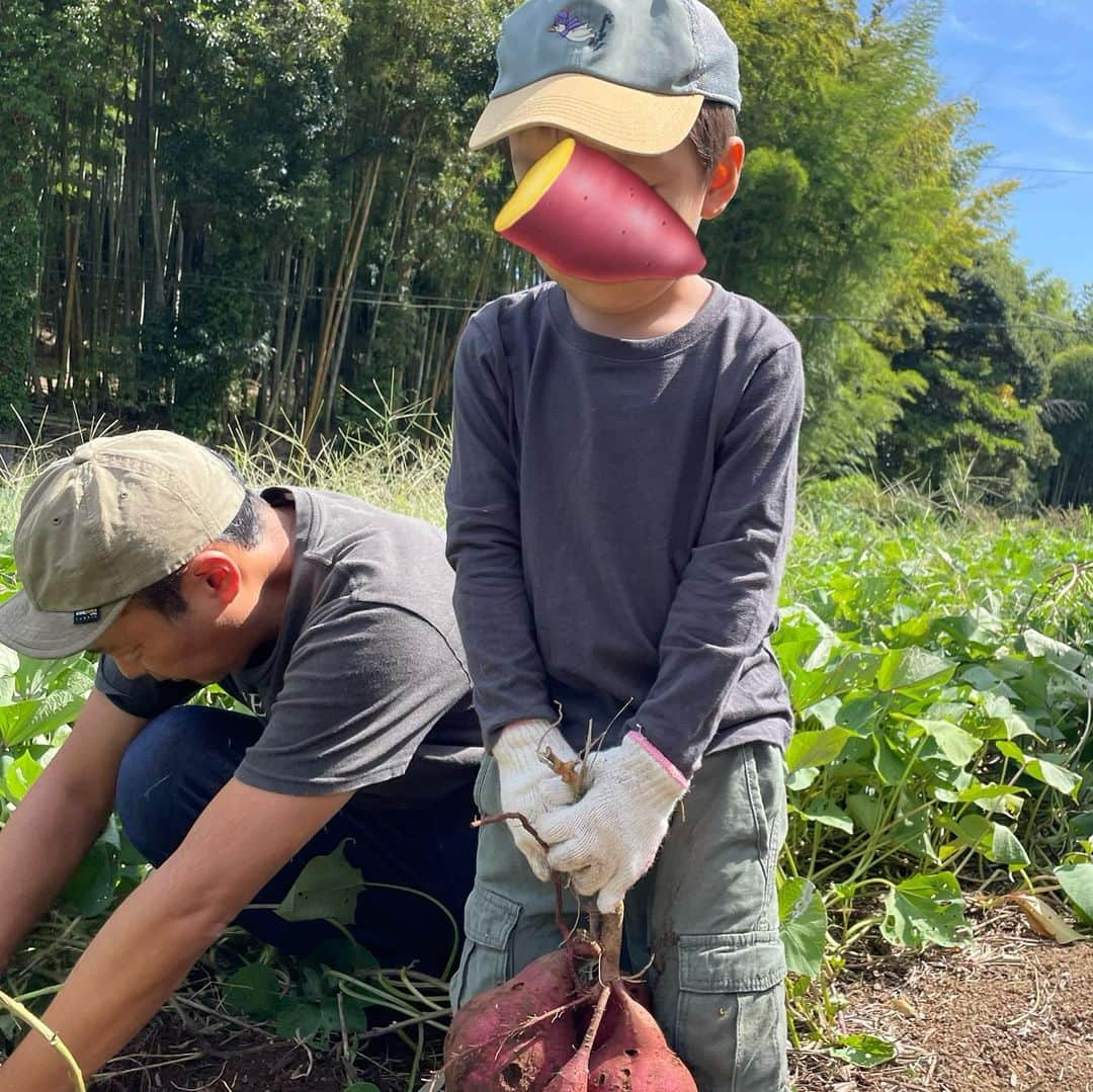 愛可さんのインスタグラム写真 - (愛可Instagram)「・ 今日はお芋掘りへ行ってきたので、お芋ご飯を作りました。 とにかく息子はお魚が好きなのでメインはカジキの竜田揚げ。　　 お魚BOYのおかげで、我が家の夕飯はほどんどお魚です。 いつかは「お肉お肉！」の日が来るのかな？  私の大好きな秋茄子はきのこと味噌炒めに。  ブロッコリーと、お揚げをトースターでパリッと焼いて、 おろし生姜とネギとおかかを乗せたものはお父ちゃんのビールのあてに。  とにかく早く作れて美味しいご飯を考える日々です。  芋掘りは無農薬のお野菜や、平飼いの卵が購入できるSHO FARMさんへ。　 自然の中に入ると、息子の好奇心のスイッチが入るようで、 植物とか虫とか動物とか水の中とか、ひとり黙々とぶつぶつ言いながら、研究しておられます。  #愛可ごはん」10月7日 22時23分 - aikick