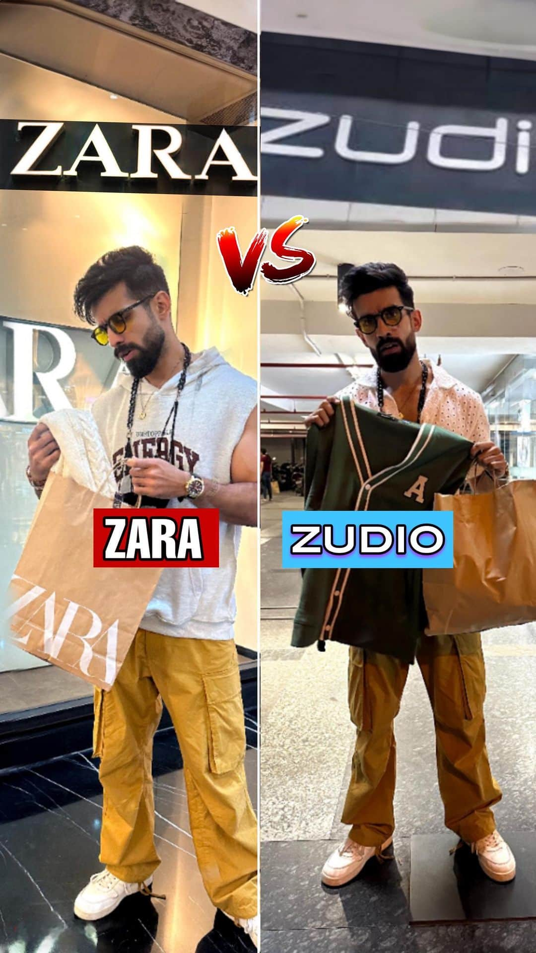 Karron S Dhinggraのインスタグラム：「Zudio Vs Zara *HONEST REVIEW* on LATEST Collection👖 Let me know in comments that which Brand you want me to review next👇🏻 . . . #TheFormalEdit #Zudio #Zara」