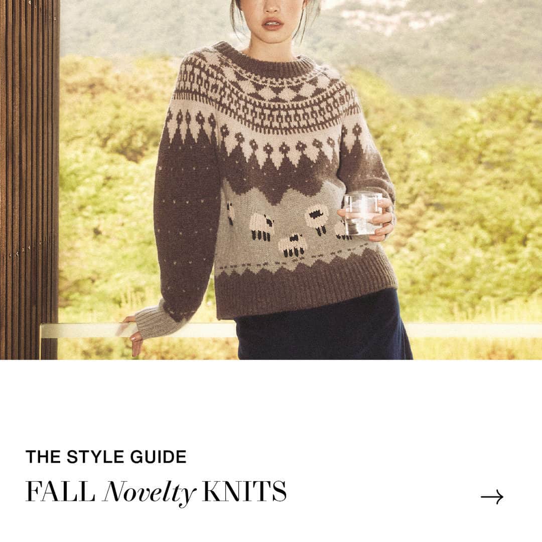 ShopBAZAARのインスタグラム：「It wouldn’t be pumpkin spice and everything nice without the perfect fall sweater. Our collection of novelty knits will put you in the idyllic cozy mood with their chic and festive flair. Fair Isle sweaters with adorable sheep, jacquard fringe details, floral crochet cardigans—you’ll want one for every day. Head to link in bio to shop! #SHOPBAZAAR」