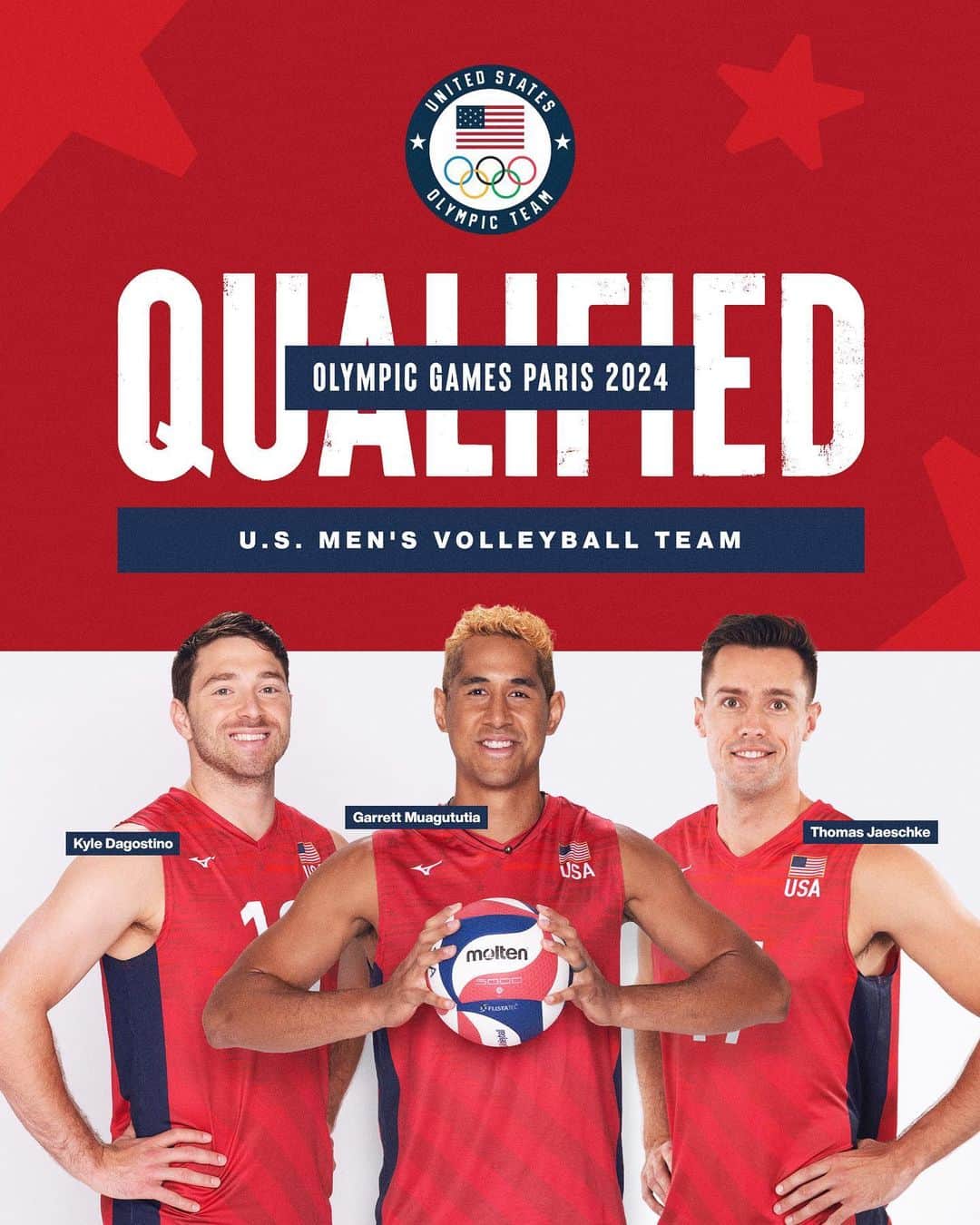 USA Volleyballのインスタグラム：「IT’S OFFICIAL ‼️   @usavmnt have qualified for @paris2024.  #RoadToParis」