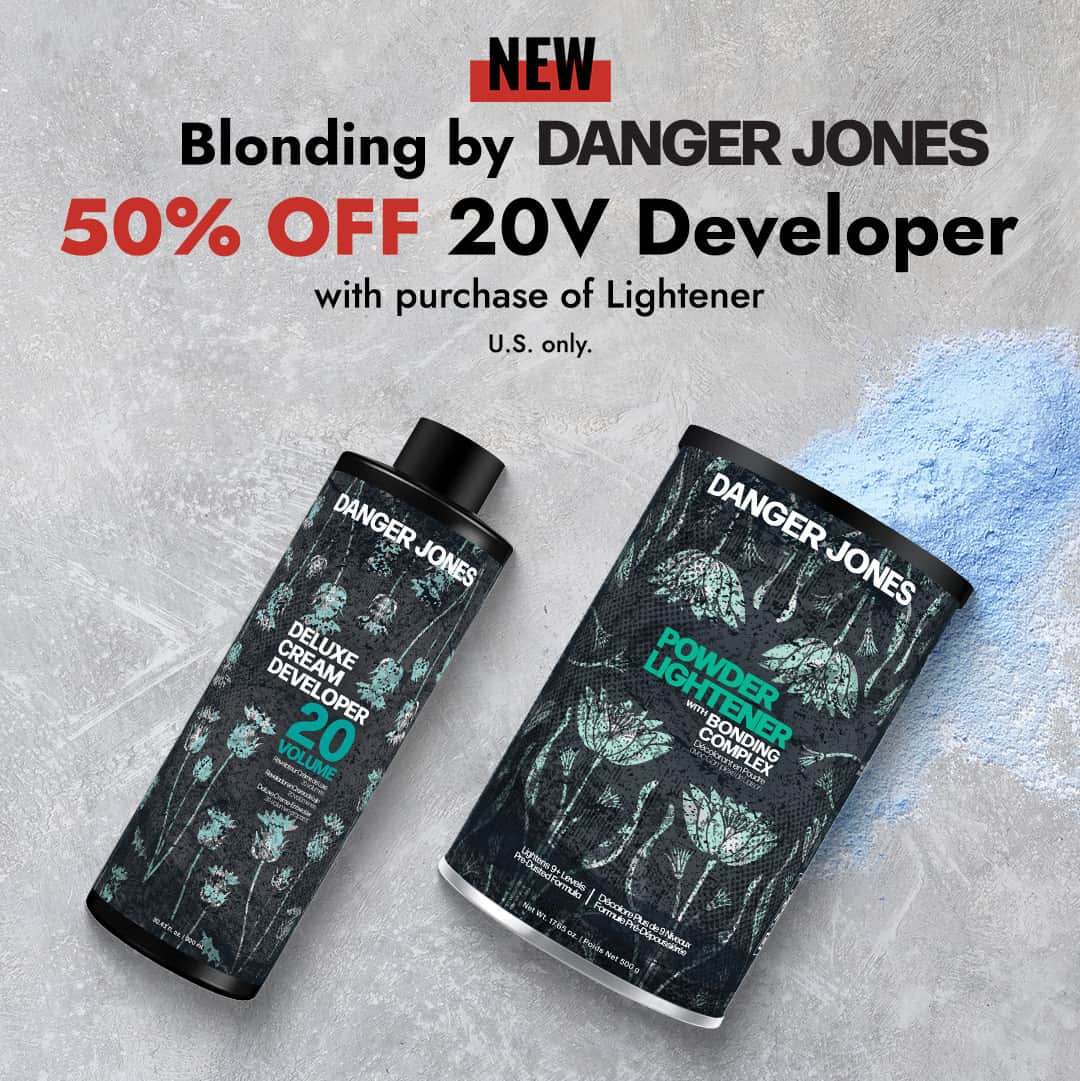 CosmoProf Beautyのインスタグラム：「New and Now at Cosmo Prof Beauty - @DangerJonesCreative.  Swipe to see both deals: Deal 1: Buy 1 Lightener, Get 50% Off 20V Developer. Deal 2: Danger Jones Buy 6 Lighteners, Get 1 of each developer.  Danger Jones is exclusively at Cosmo Prof. Shop online or visit us in-store today.  ► www.CosmoProfBeauty.com  #CosmoProf #DangerJones #DangerJonesCreative #DangerJonesLightener #Hairstylist #VividHairColor」