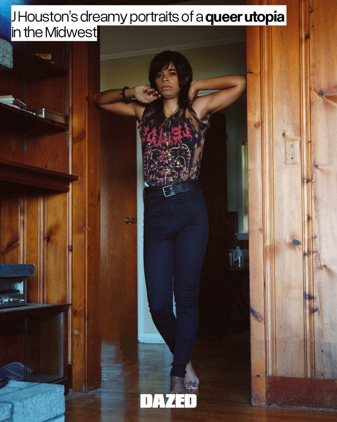 Dazed Magazineのインスタグラム：「@j__houston’s photobook Tuck and Roll allows trans people to be seen as they want to be seen. ⁠ ⁠ The work imagines Houston’s trans sitters in a world where they can exist in the landscapes of the American Midwest — where Houston was raised and lived for many years —  without fear or compromise. ⁠ ⁠ Over eight years, the photographer shot their community in their homes, submerged in lakes, by the side of the road, but always on their own terms. ⁠ ⁠ Tuck and Roll draws from an archive they describe as containing “thousand upon thousand of negatives”, and is a nuanced, reverent exploration of rural queerness.⁠ ⁠ “There’s some gap between how queerness is portrayed in the city and how it manifests in more rural areas…” Houston tells us. ⁠ "I’ve had very different experiences with the two and I don’t think rural queerness is usually documented in a way that’s accurate – it’s often othering and not thoughtful”. ⁠ ⁠ See more of the series and read the full interview through the link in our bio 🔗⁠ ⁠ 📷 @j__houston⁠ ✍️ Cassie Doney」