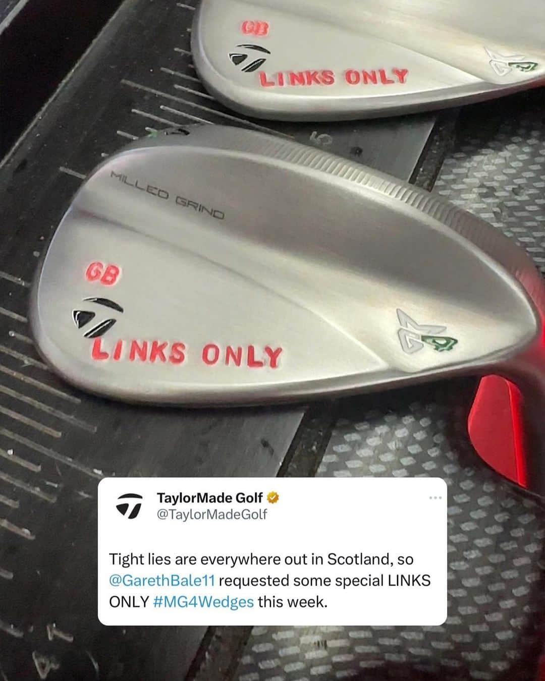 テーラーメイド ゴルフのインスタグラム：「These low bounce beauties have @garethbale11 picking them clean. 😮‍💨 #TeamTaylorMade」