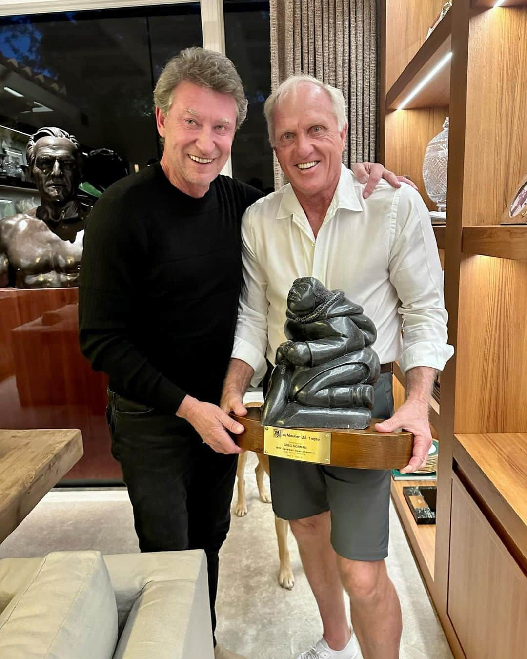 グレグ・ノーマンのインスタグラム：「One of the great people and characters in life @waynegretzky All he wanted to see were my Canadian Open trophies. Fun times ahead mate!!」