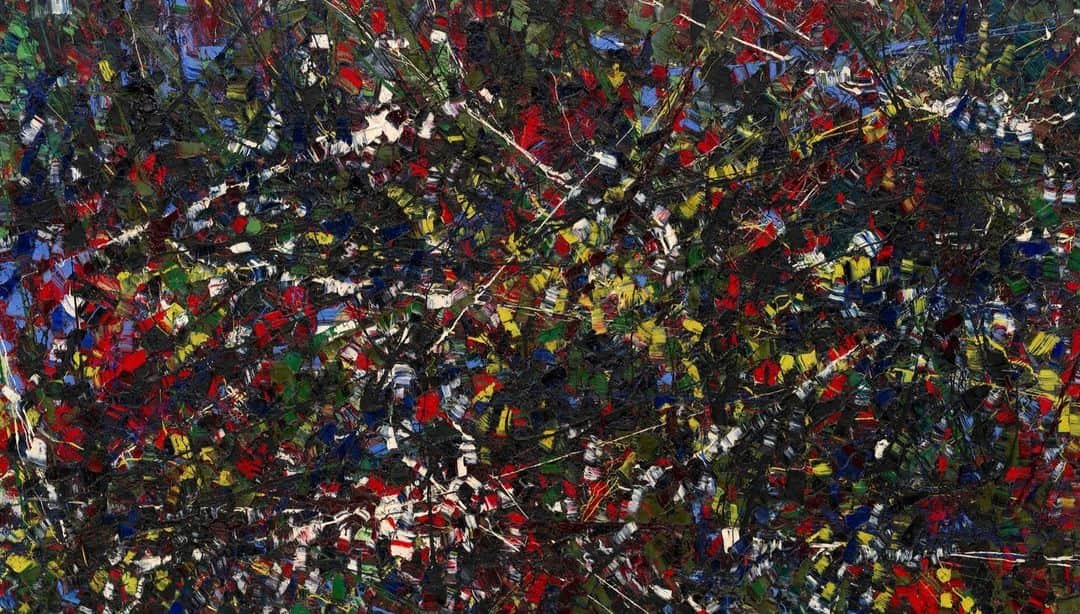 のインスタグラム：「Jean-Paul Riopelle was born on this day in 1923 in Montreal. He developed an early interest in drawing and painting, taking as his subject the natural landscape as the previous generation of Canadian artists had done.  Riopelle's bold, spontaneous brushstrokes and vibrant, colorful palette conveys dynamic energy and movement. His method included using pigment straight from the tube, sometimes over multiple canvases, in large-format, dense, and colorful mosaic compositions grounded by unadulterated white and black.  Riopelle received an honorable mention for the Guggenheim International Award in 1958. ___ Jean-Paul Riopelle, "Blue Night," 1953. © 2023 Artists Rights Society (ARS), New York / SODRAC, Montreal. #JeanPaulRiopelle」