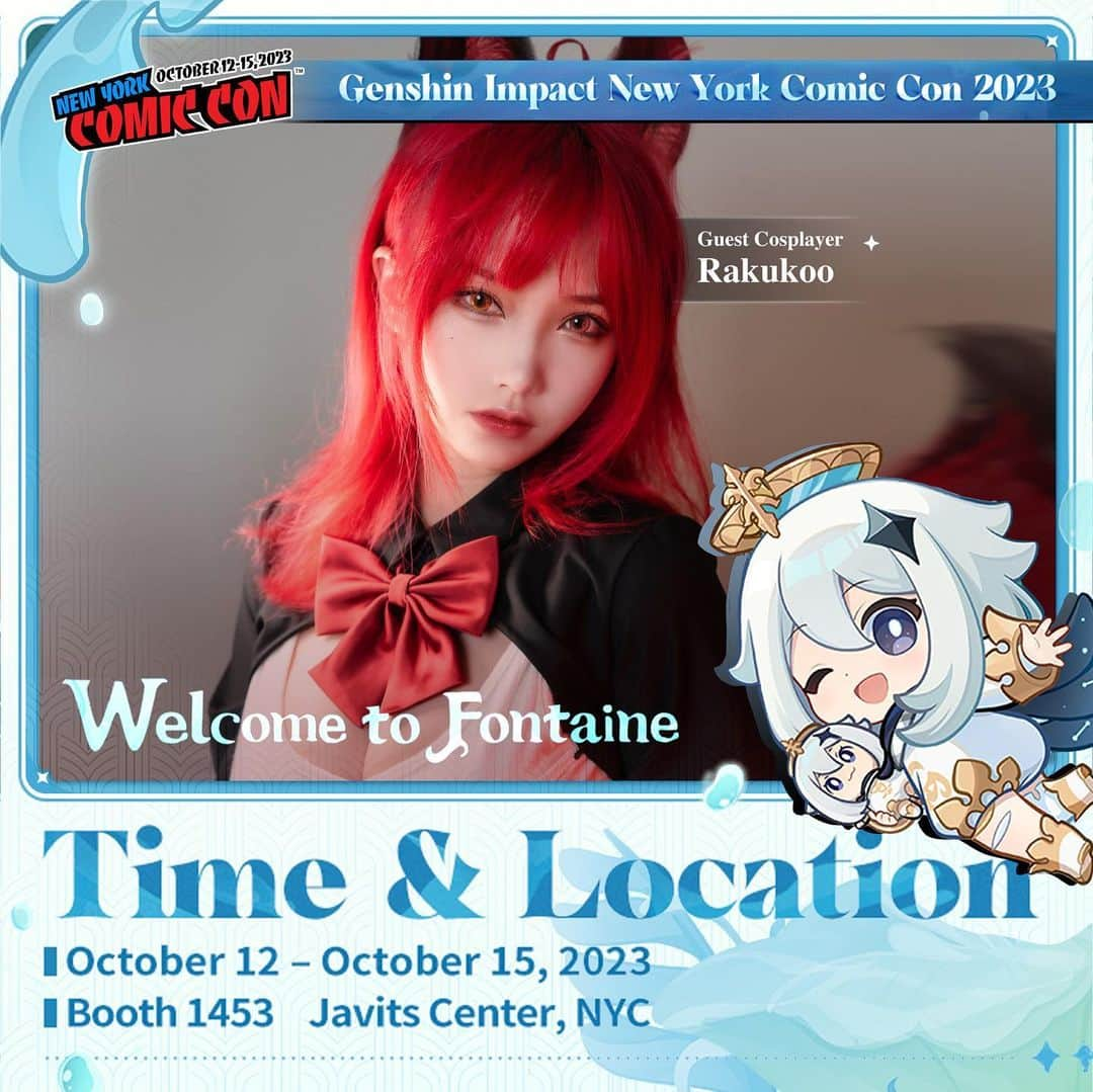 犬神洛洛子さんのインスタグラム写真 - (犬神洛洛子Instagram)「📢 NYCC announcement 📢 Next weekend (October 14-15) I’ll be the guest cosplayer at the @genshinimpact booth at New York Comic Con! 👀Guess which character I will cosplay?? Hint:🐱🪄Come to the booth 1453 and say hi! Looking forward to meet you all at NYC 💖  #genshinimpact #fontaineNYCC #nycc2023」10月8日 9時44分 - rakukoo