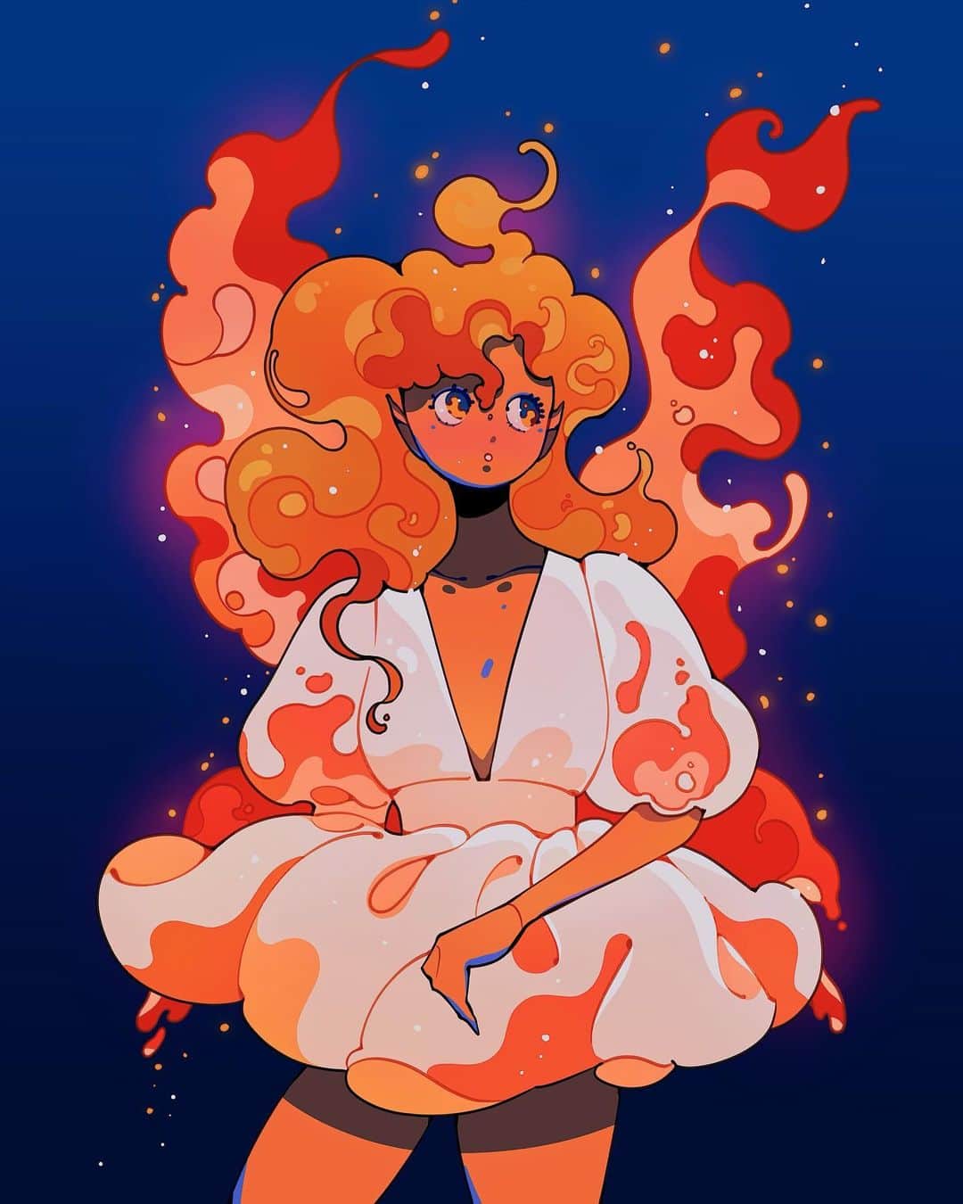 のインスタグラム：「flame fairy redraw 🔥🕯️now vs 2021 (second pic)」