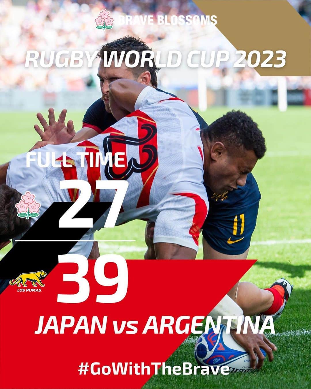 福岡堅樹のインスタグラム：「ラグビーW杯日本代表敗退。 選手の皆さん、本当にお疲れ様でした。 ベスト8を達成した次のW杯、選手たちにかかるプレッシャーはとてつもないものだったと思います。 そんな中戦い抜いた選手達は本当に誇らしいし、胸を張って帰ってきてほしい。 悔しいけどこれが世界における現在地、また次のW杯では新しい進化を遂げた日本代表が見られることに期待して応援しようと思います！」