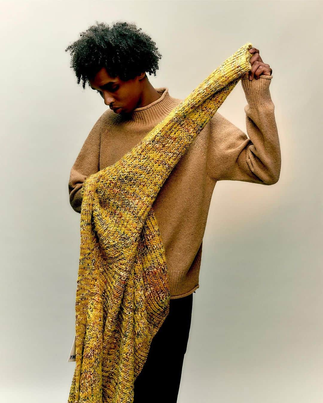 ユーマストクリエイトのインスタグラム：「AW23 New Arrivals   Made using heavy gauge wool with a unique dyeing process that creates a multicoloured appearance, these space dyed knitwear pieces appear this season in a bright colour palette.」