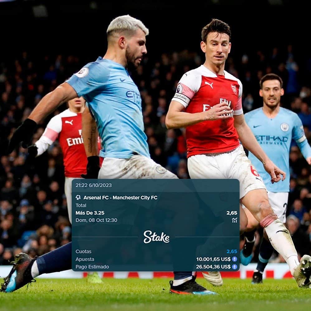 セルヒオ・アグエロのインスタグラム：「Se viene ManCity-Arsenal. Mi pálpito es que será un partido con varios goles 😎 @stake」