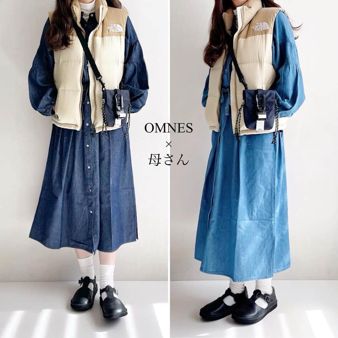 AYUMIのインスタグラム：「🍂秋コーデ🍂まとめ 母さん× OMNES スワイプ→→して見てね ・ 今日の母さんは @omnes_web  【シャンブレー袖ボリュームシャツワンピース】 カラー違い♡印象の差 スリーブのたっぷりとしたボリューム感が可愛いシャンブレー袖 ウエスト部分は紐でスカートの長さ調整できます◎ ワンピとしても羽織りとしても 季節関係なく長く使えるアイテム  ◼︎ZOZOTOWN【OMNES】で 明日までのタイムセールなので 気をつけて下さいね♡ ストーリーズに載せました ・ 秋コーデ🍂 スワイプ→→全アイテムは WEARに載せてます 見てね ・ ・ 最近の我が家 子どもたちの夏休みが終わったと思ったら 次、中間テスト📖 息子(⛹️🏀バスケ)は土日祝日、遠征に練習試合だらけで色々な県に行って 娘は土日祝日(🏃‍♀️陸上)は記録会に大会に ・ 結果、土日祝日 家にワシと🐶と🐴 ・ 動物園かよ ・ で 息子は部活休みの日は 中間テスト対策で みんなで(10人くらい) 勉強会するとか言うて 出かけるけど 100%勉強してないって思ってる ・ 高校生男子の勉強会 ・ 思春期集団 違う種類の勉強会しとるやろ ・ って 思ってる ・ しんどい ・ 笑 ・ #秋#コーデ#ワンピ#ファッション#秋コーデ#着回しコーデ#omnes#japan#fashion#pr」