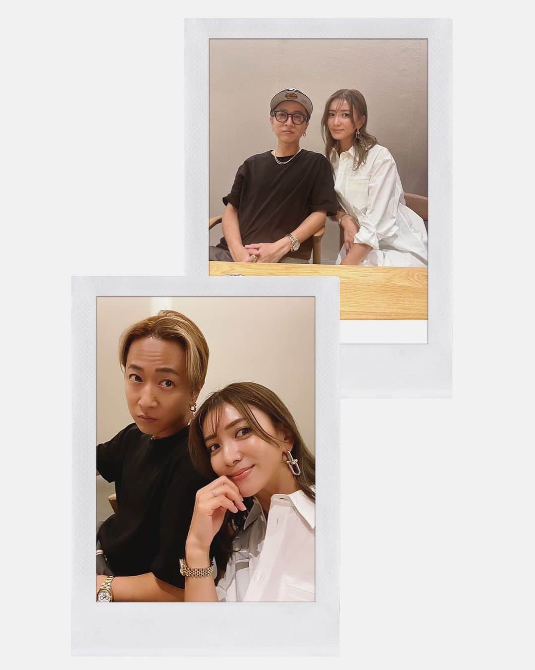 谷口紗耶香のインスタグラム：「何年ぶり⁇ か　もはや分からないくらい久々に思いつき2ショット📷で。笑  これは記念だぁ！！✨ということでフィードにUP🫶🏻 最近　#２時間だけの二人ごはん  timeを作ってもらえるのが楽しみで😗  ゆっくり座ってお酒を飲みながら最高のごはんを食べる大人時間が今の私のご褒美でございます。笑🍻  いつもありがとーっ❤️‍🔥 @kota_suzuki  上　 → よそよそしいver. 下 →不意打ちver.」