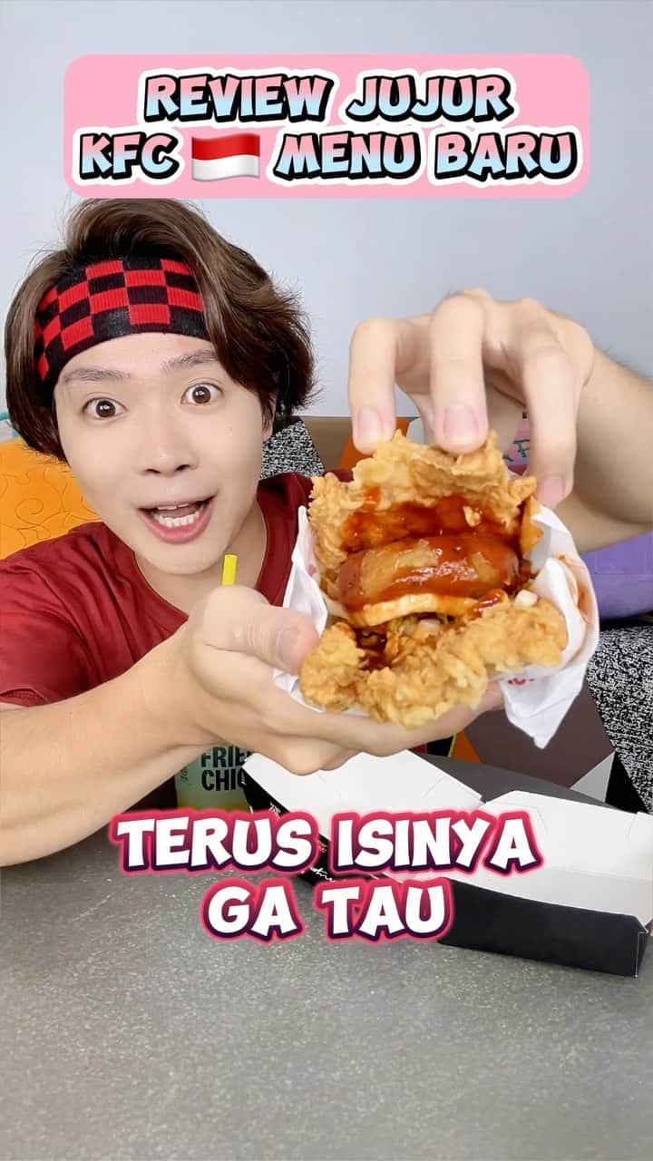 そこらへん元気のインスタグラム：「Review Jujur KFC🇮🇩 Menu baru!! Kalian udah coba? Menurut kalian enak atau ga?  #reviewjujur #kfcindonesia #doubledownkimchi #menubaru #genkibanget #japanese #koreanfood」