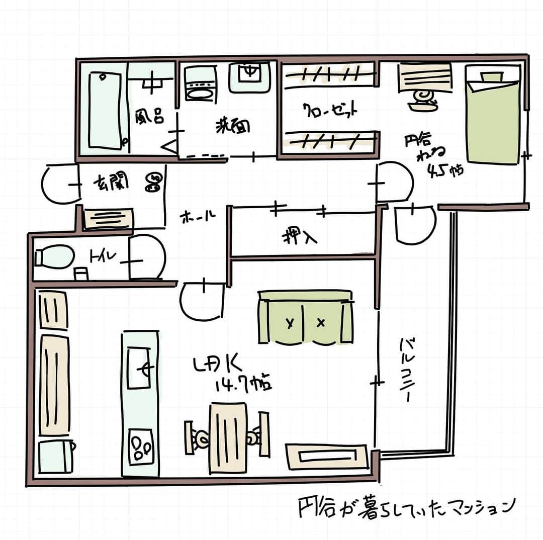 kiyoshi.tabuchiさんのインスタグラム写真 - (kiyoshi.tabuchiInstagram)「・ 長野県佐久市のマンション 第9話：想いは叶うは嘘だ  円谷はあやさんのリフォームの 要望をとにかく取り入れた 間取りを考えた  この2ヶ月とにかく 社員を家に呼んで鍋パーティーをする  だから狭小マンションだけど 集うことができるような間取りを 考えた  あやさんも間取りを見て 満面な笑顔で嬉しいと言ってくれた  円谷の理想の暮らしではないが 正直、あやさんとのこの賑やかな 暮らしを幸せと感じてる  円谷は自分自身の 理想を実行しないと決めている  円谷は佐久市で生まれ 佐久市で育った  大学を出て20年間 佐久平ホテルで勤めている  人生の変化を求めて 辞めたいと思ったこともある  でも辞めたいとオーナーに 怖くて言えず、ずるずる20年 佐久平ホテルで働いている  毎日毎日ホテルに通う  自宅からホテルに通っている道の 風景さえもこの20年で ものすごく変わった  長野オリンピックがあり ものすごく賑わい この賑わいは消えないと思い込んでいた  それでも賑わいは消え ひっそりした  そんな中、インバウンドが始まり 社員一同、中国語と英語はマスターした  ものすごく小さいな古いホテルだが そんな社員の頑張りもあり 再度、盛り上がりを見せたあと、、  新型コロナウイルスの流行となった  一気にお客様が来なくなり 不安と戦った  でも 20年もいるとわかることがある  長野オリンピックで賑わい 長野オリンピック後、閑散とし インバウンドで賑わい 新型コロナウイルスで閑散とする そして、新型コロナウイルスが明け また賑わい いつか、そうまた 閑散とする  円谷は思う【想いは叶う】は嘘だ  想いは叶うことなく、地球が自然に回るように 自然現象に合わせるしかない  自分の想いはどうでもいい 目の前に現れた事実に順応する  ただ、それだけだ  自分の想いとは違う人生が始まった あやさんとの同居  どうする俺、、、、 いや どうなる俺、、、、  つづく 次回最終回  【タブチ考察】 今回の円谷の想いはタブチの想いでもあるのです。1972年日本の婚姻数は110万組でした。でも昨年の2022年の婚姻数は50万組です。以前もぼやきましたが、そりゃもう住宅業界はボロボロです。ボロボロと言うと、ネガティブ発言と囚われたり、時代にせいにするなって言われそうですが、しゃーないですよ（笑）分母が減ればしゃーない。でもしゃーないでは済まないから、色々チャレンジするしかない。この時代に合わせて対応するしかない。自分の反逆的な発想や気を衒っても時代にフィットしない。時代にフィットする仕事をしないといけない。タブチ的には今はやはりエンタメかなとって思うんです。この短編間取り小説が、間取りを通して物語になって、家っていいなー自分もこうやって暮らしたいなーって思ってもらえるではないかと、、、、、これも気を衒ってしまっているのか不安ではあるが、時代にフィットしてくれたらいいなーーってぶつぶつぼやきながら小説を書き、間取りを描いてます（笑）時代にあった間取りを探す人生は永遠に続くと最近思うのです😆  株式会社house stageでは、貴方様らしさを追求した家づくりを行なっております。名古屋・京都・大阪で新築・リフォームご検討の方は是非ご用命くださいませ。全国でも設計提案も行なっております。 @house_stage.official #新築 #リノベーション #間取り#短編間取り小説   【フィクションです】 この小説はフィクションでありますので、打ち合わせに設計士がいません。また耐震検査をしているわけではありません。今回のリフォームの間取りRCで基本スケルトンにした大改造といいう設定でございます。リフォームする際は、必ず設計士様にご相談してください。もちろん名古屋・京都・大阪の方はタブチまでご連絡くださいませ。  【間取りのポイント】 #狭小住宅　#マンションリノベ」10月9日 8時09分 - kiyoshi.tabuchi