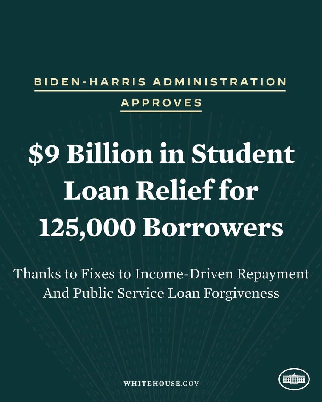 The White Houseさんのインスタグラム写真 - (The White HouseInstagram)「This week, President Biden announced an additional $9 billion in student debt relief for 125,000 Americans – bringing the total approved debt cancelation by the Administration to $127 billion for nearly 3.6 million Americans.  We’ll keep fighting for more relief.」10月9日 2時00分 - whitehouse