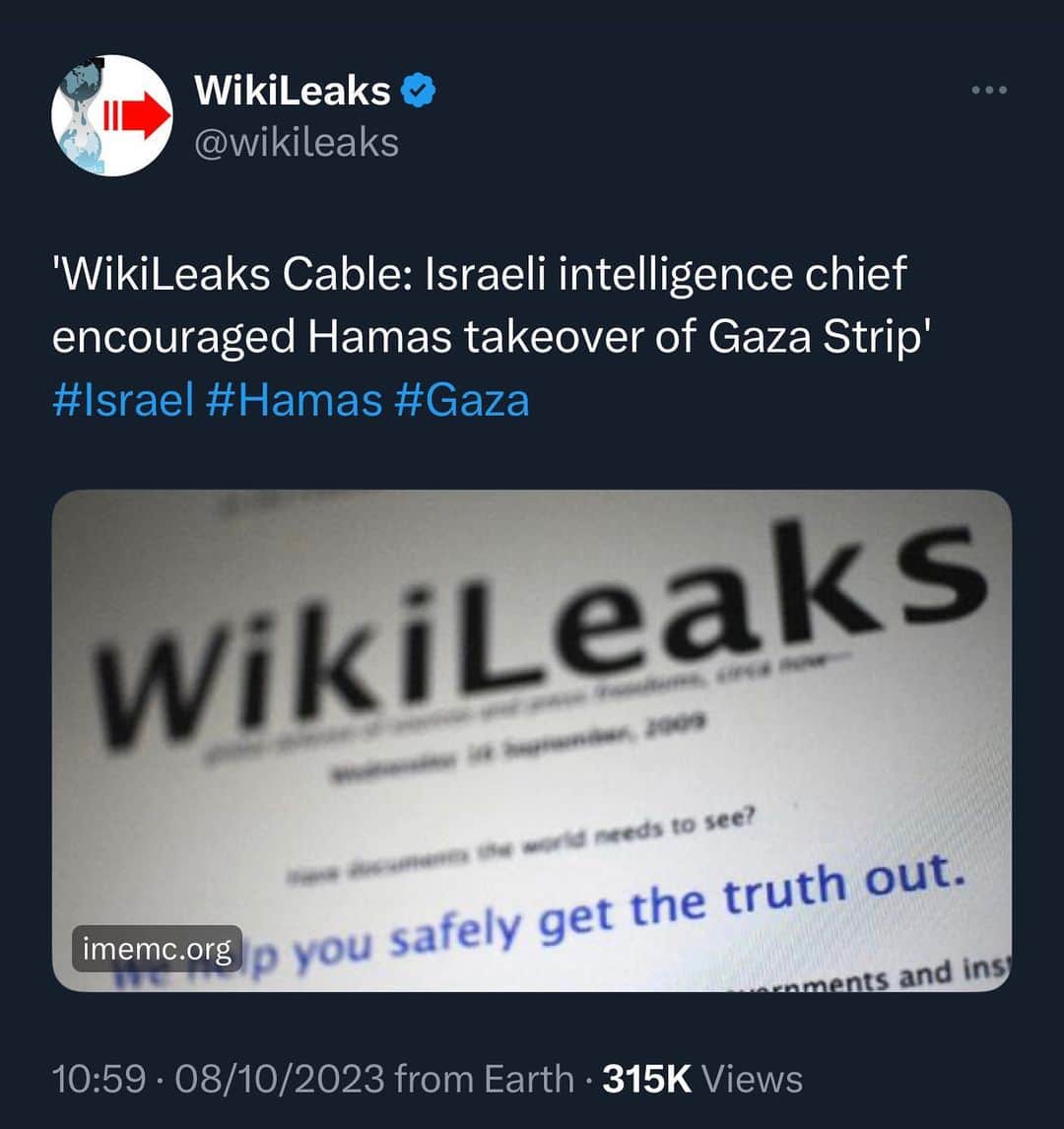 WikiLeaksさんのインスタグラム写真 - (WikiLeaksInstagram)「#Israel #Hamas #Gaza」10月9日 3時18分 - wikileaks