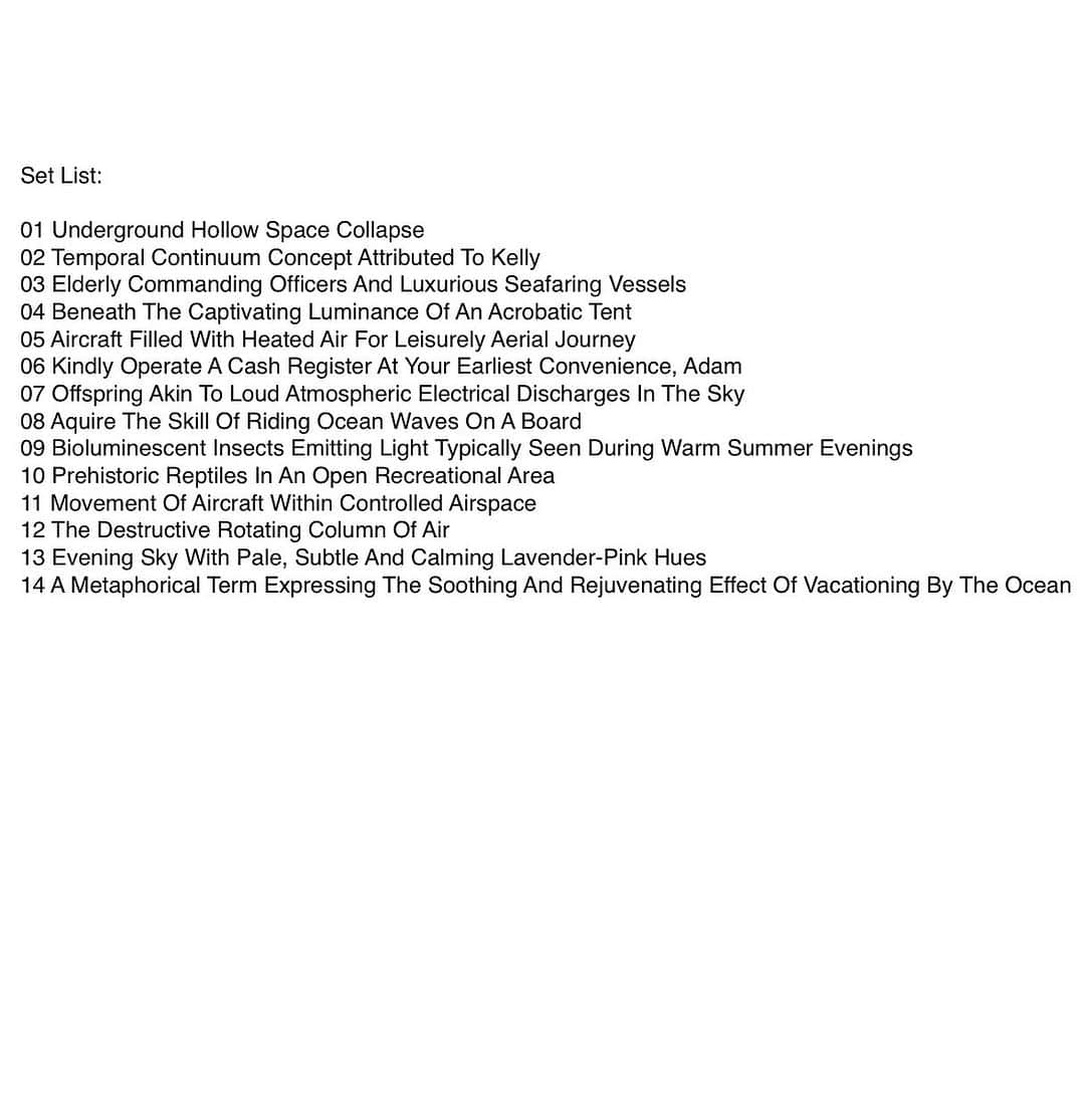 アウル・シティーのインスタグラム：「The songs I’m playing on this tour」