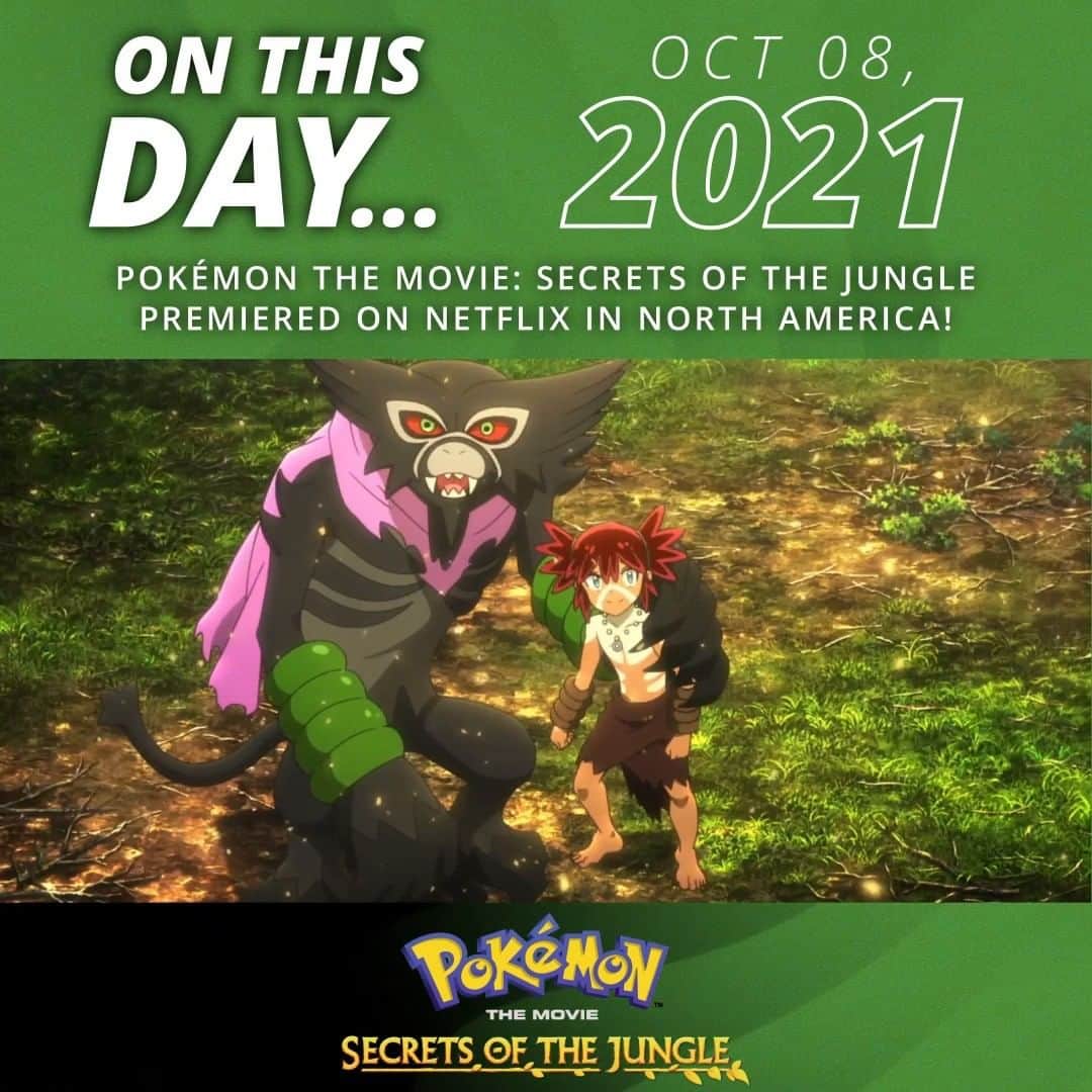 のインスタグラム：「On this day in 2021, we discovered the beautiful Forest of Okoya in Pokémon the Movie: Secrets of the Jungle. 🌳 What was your favorite moment from this movie?」