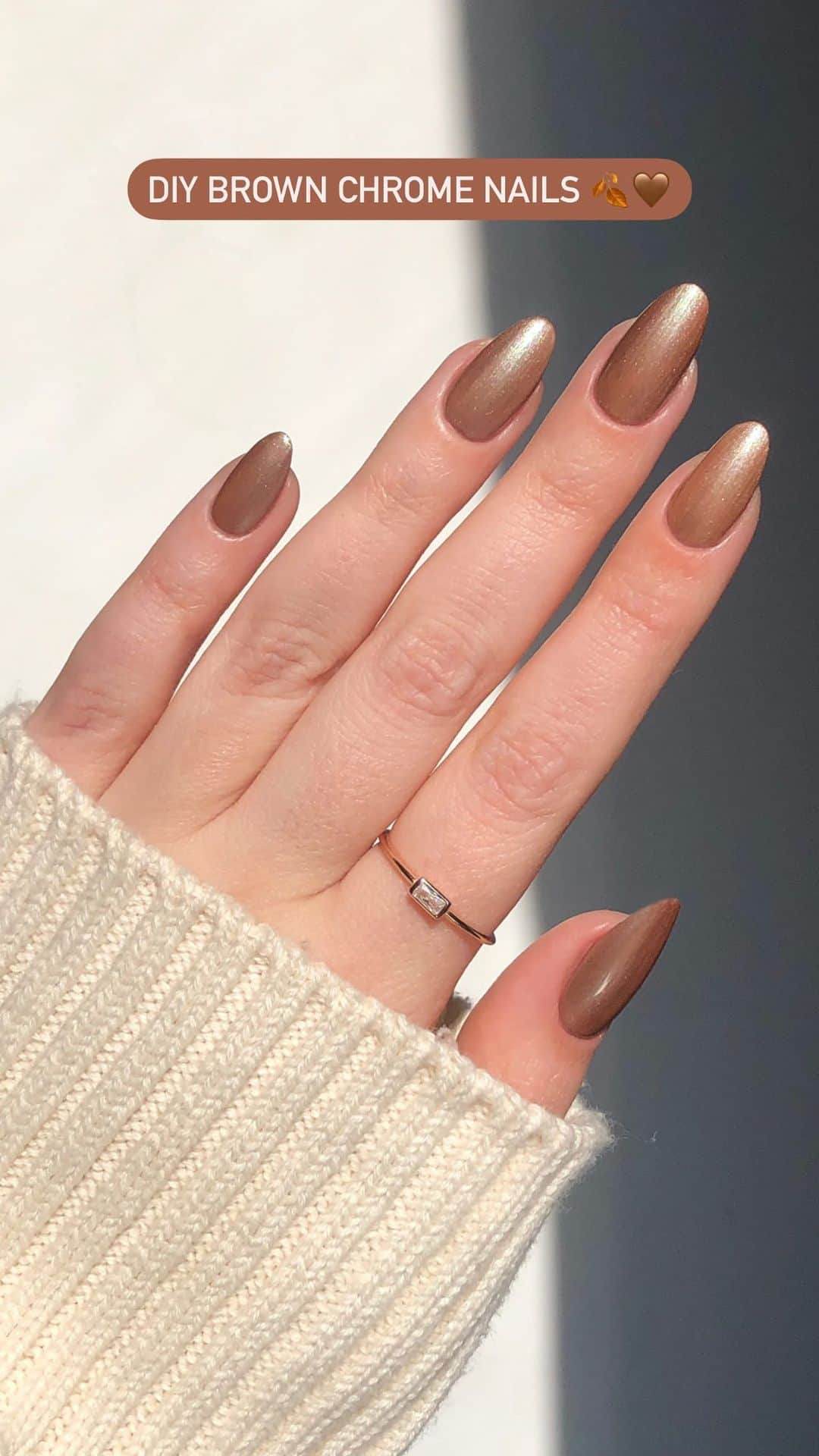 OPIのインスタグラム：「Trend alert! Chocolate brown chrome nails are the sweet treat you need this fall. 🍫🐻🤎  @sedjames layers Espresso Your Inner Self ☕️ + Nomad’s Dream 🍂 for this decadent design.  #OPI #OPIObsessed #FallNails」