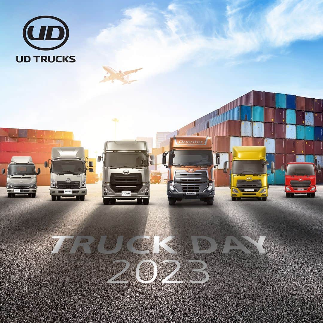 ＵＤトラックスのインスタグラム：「◆10月9日はトラックの日です◆ 日本の貨物輸送量は約47億トンで、トラック輸送がそのうちの9割を占めています。私たちの暮らしに欠かせないトラックが安全に快適に走れるよう、またより良い暮らしを築いていけるよう、ＵＤトラックスはこれからも一層の努力を続けていきます。  ◆October 9 is Truck Day◆ Every year Japan moves approximately 4.7 billion tons of cargo, of which 90% are transported by truck. UD Trucks will continue to “go the extra mile” to ensure that trucks, which are indispensable to our daily lives, keep on running safely to make life better.  #udtrucks #udトラックス #quon #quester #croner #condor #kazet #kuzser #truckday #truckday2023 #truck #クオン #クエスター #クローナー #コンドル #カゼット #クーザー #トラックの日 #トラックの日2023 #トラック」