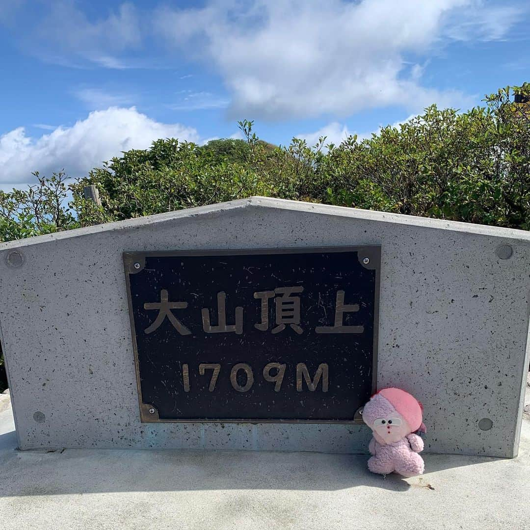 片岡メリヤスのインスタグラム：「鳥取大山登山に行きました。 夏山登山コース〜弥山山頂(大山山頂)〜行者コース  鳥取展示の目的のひとつに大山登山がありました。 ふみちゃんとアグネスと藤本とTと私、5人で登山。久々の人数での登山でした。  登山口までSHIROから車で20分くらい。好条件すぎる。 登りはじめはとにかくゆっくり。特に登山に慣れていない人がいる時はこの“ゆっくり”が本当に重要。身体が慣れていない時にいきなりガツガツ登ると後半にガクっと疲れる。最初の1時間くらいは心臓や筋肉の隅々まで血液と酸素が安定して流れるまではマイペース以下で動くと、その後何時間も良い感じで動ける。  大山は登りながらも展望の良さを感じることができて特別な山だなと思った。 単独峰の素晴らしさを最大限発揮していて、木々の隙間から現れる遠くの稜線も、小さくなっていく街並みも、さっきまで見上げていた小さな山も、雲の影も、そして海も見えるなんて！こんな山はないのでは？！ 樹林帯を抜けて木道になる瞬間はとてつもなく気持ち良かった。また行きたい。 天気もよくて風も無く最高な日にみんなで登れてご褒美すぎた。 みんなキラキラしてた。 あの藤本でさえも。  ふみちゃんはバランス感覚抜群 Tは頼れる引率者 藤本は実は持久力ありそう アグネスはかわいい  とても良かった。  #大山」