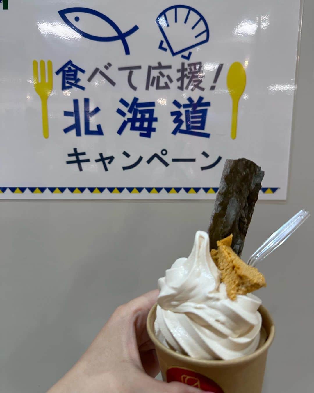 滝川かのん（三城ありさ）さんのインスタグラム写真 - (滝川かのん（三城ありさ）Instagram)「日本橋高島屋の催事場にて開催中の大北海道展で おがわのうにLABOさんのうにソフト食べました。  板のうにを目の前でソフトクリームに乗せて貰えます🍦 昆布はガチの昆布です。 昆布単品でかじったらしょっぱかったです(笑) ソフトにつけたらちょうど良い✨️  ソフト自体にウニが練り込まれてて、ウニ好きにはたまらないソフトクリームです！ 生ウニも乗ってます。  カップかコーンか選べます✌️  中々ないと思うので、気になる方はぜひ✨👀  #日本橋高島屋 #大北海道展  #おがわのうにlabo  #うに #ウニ #うにソフトクリーム #ソフトクリーム #アイス #昆布  #グルメ #グルメ女子  #グルメスタグラム  #グルメ好きな人と繋がりたい  #北海道 #北海道グルメ」10月9日 14時23分 - sanjyo_arisa