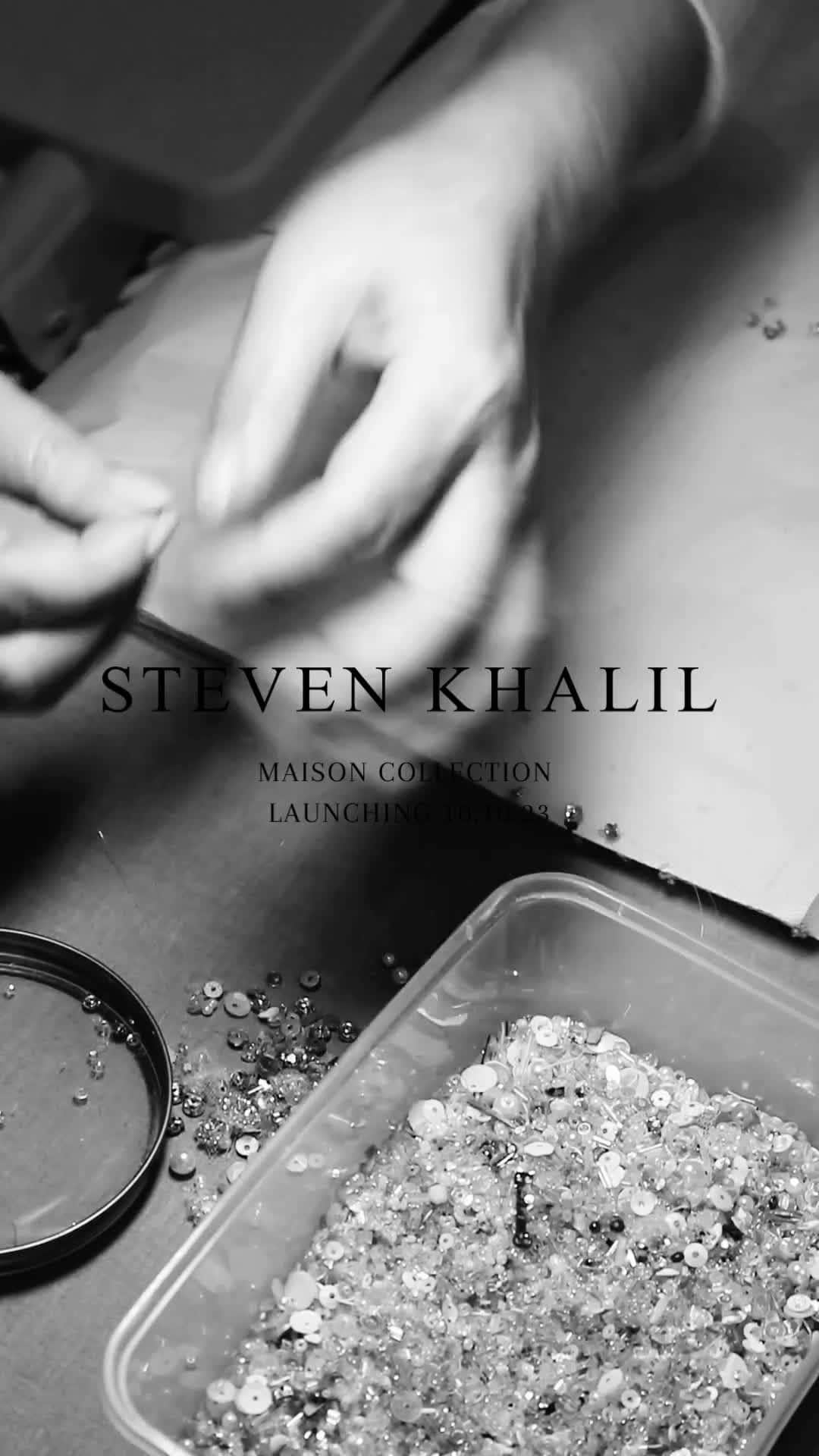 Steven Khalilのインスタグラム：「A harmonious fusion of style, elegance, and artistic craftsmanship. ⁣ The STEVEN KHALIL Maison Collection  uses the world’s most superb silks, duchesse satins, silk organzas, wools and crepes, hand beaded and embroidered within the atelier.   Launching tomorrow   #stevenkhalil #stevenkhalilbride #weddinggown #bridal」